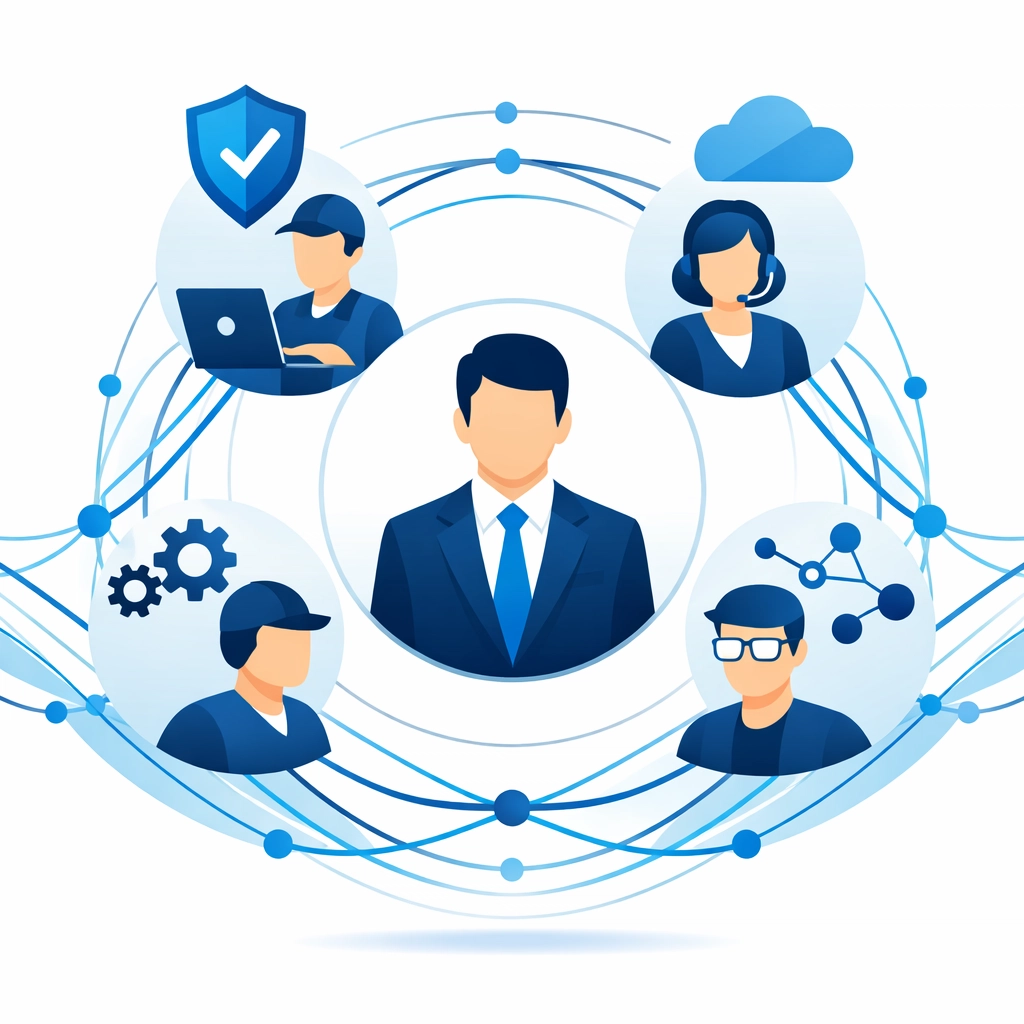 Team of IT specialists providing managed support to business owner