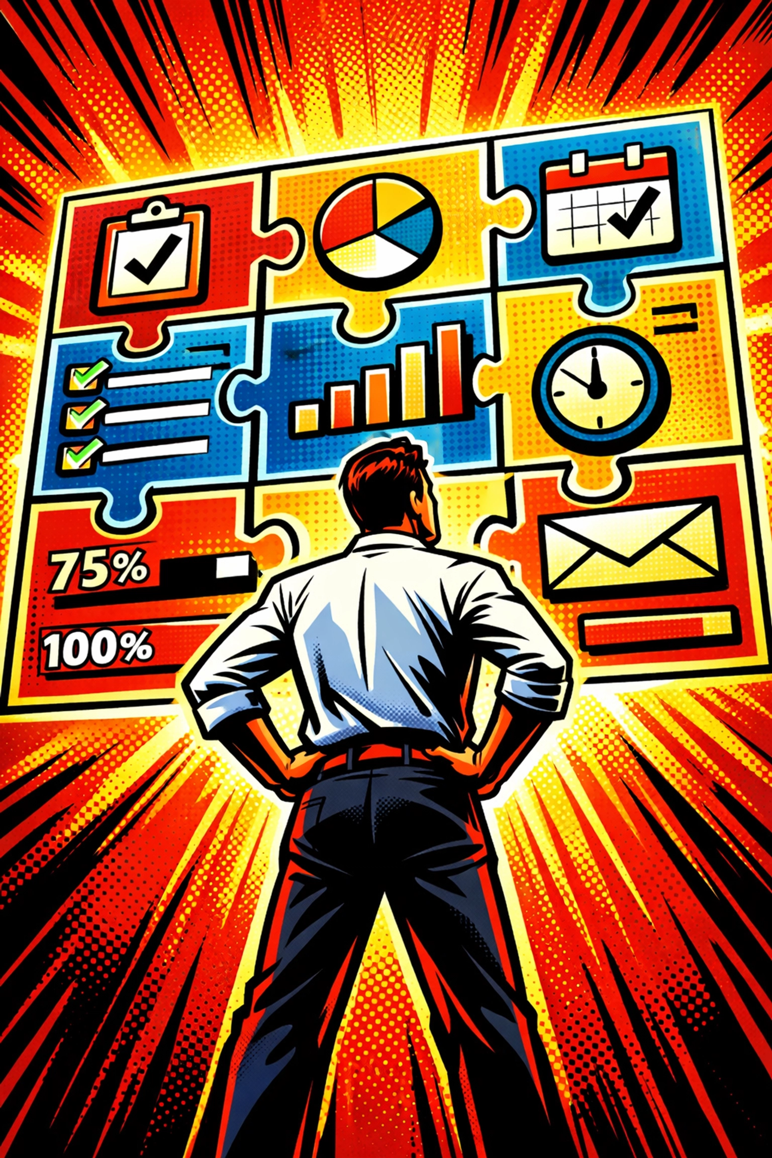 A business leader viewing an AI-powered project dashboard to track tasks and automate workflows.