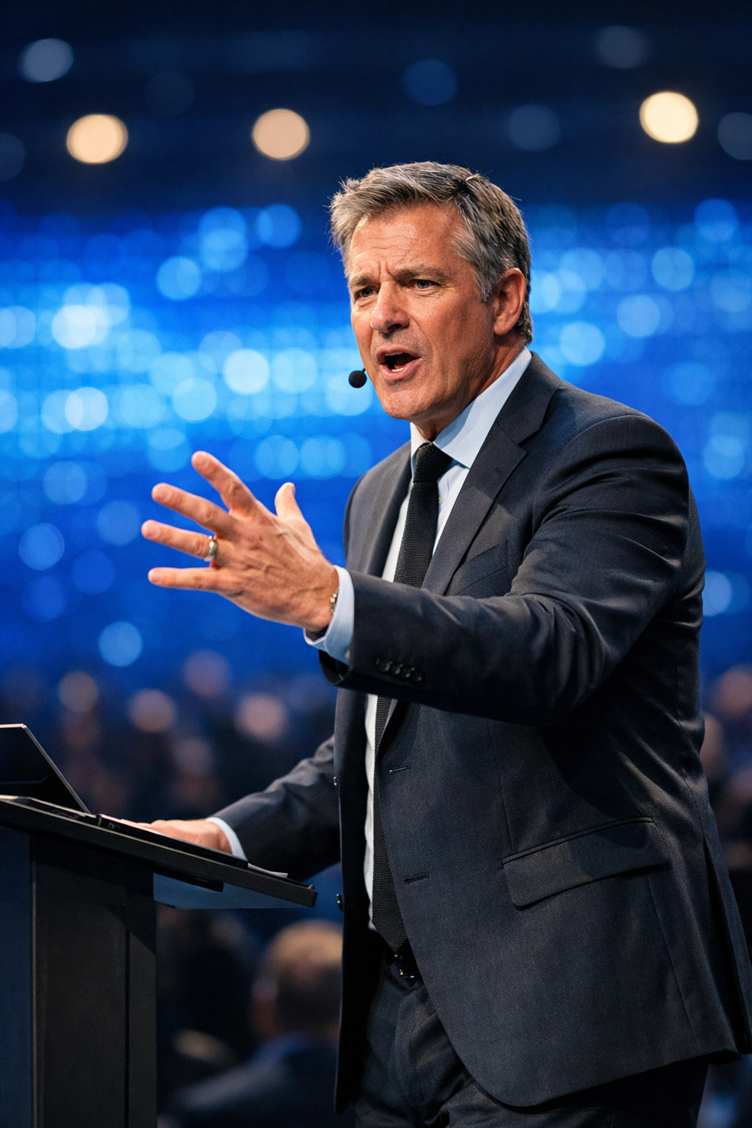 Keynote speaker at a Miami conference, demonstrating the skill of a professional event photographer.