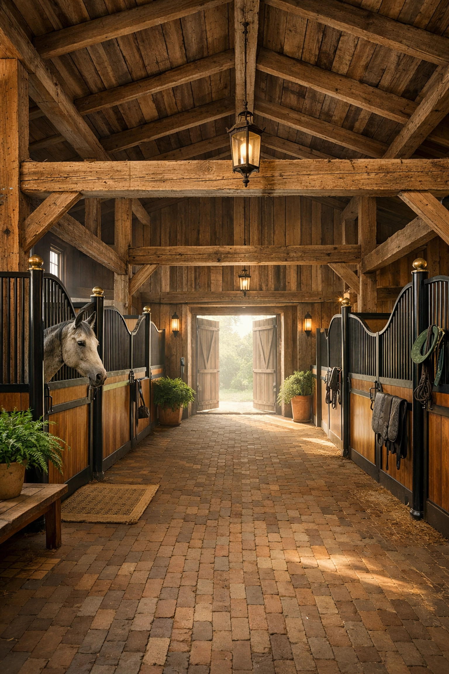 Historic tobacco barn converted to horse stable in Davidson North Carolina