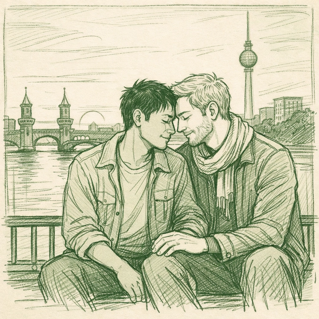 Gay couple finding love in Berlin - LGBTQ+ refugee romance and new beginning