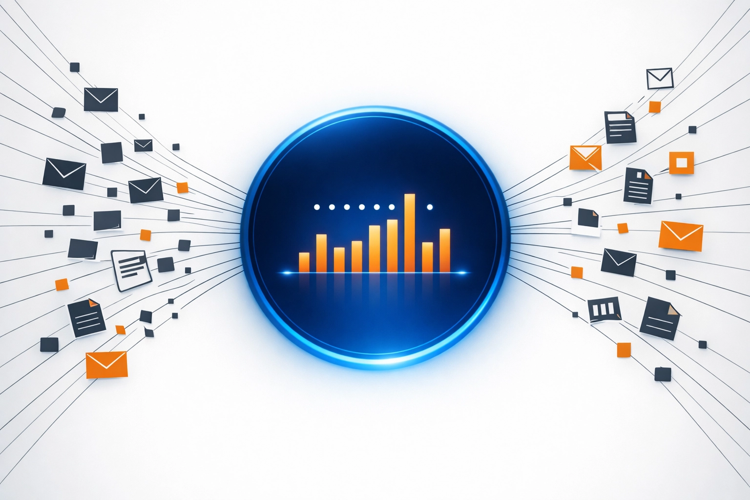 A centralized digital hub organizing scattered data and emails into structured automated workflows.