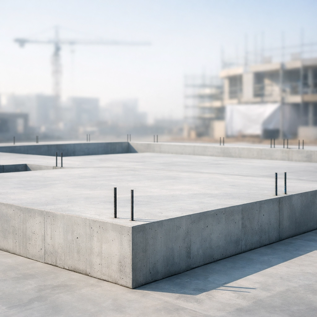 A solid concrete building foundation symbolizing a strong chiropractic local SEO marketing strategy.