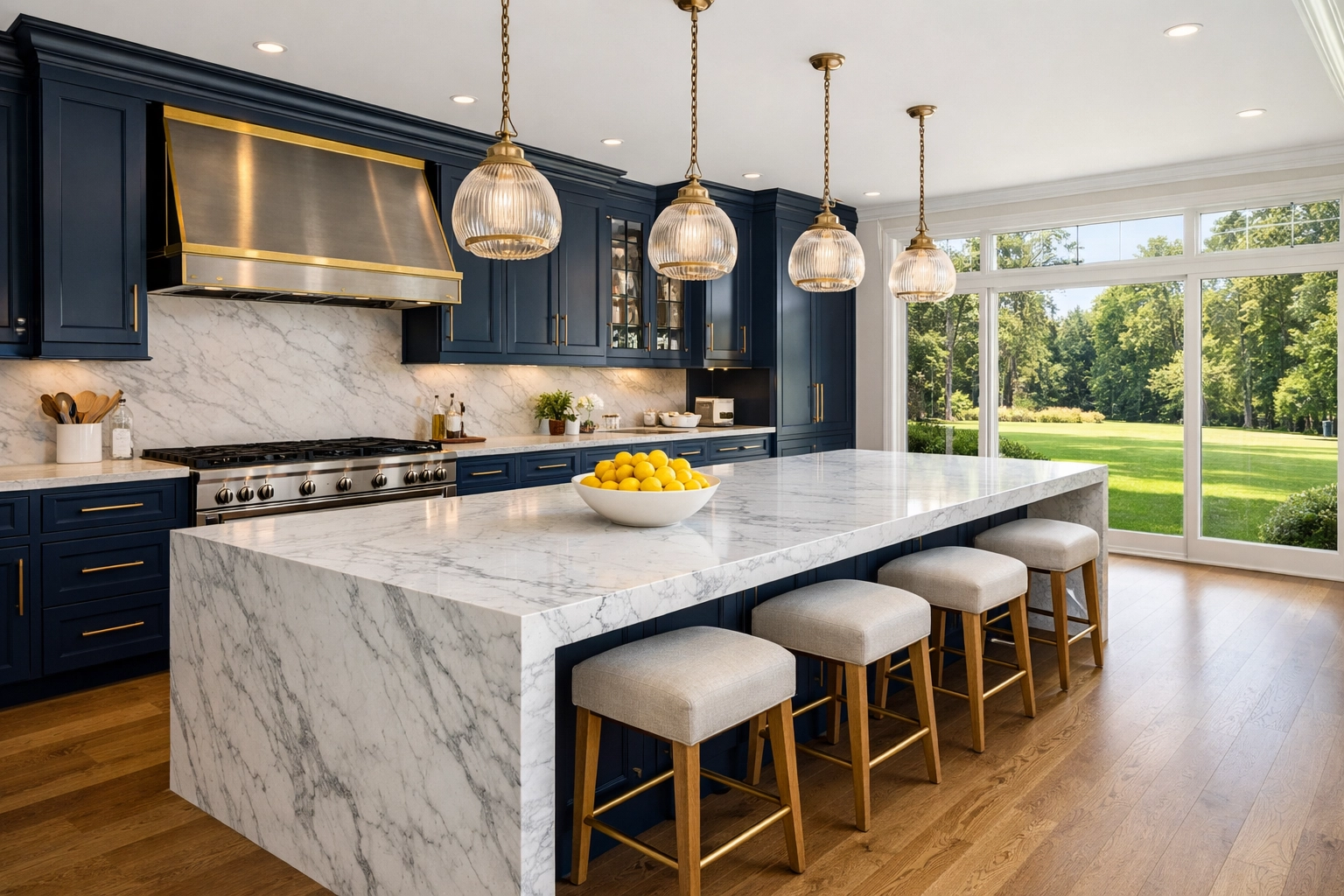 Impeccably clean high-end kitchen in a Dover estate after professional residential cleaning Massachusetts.