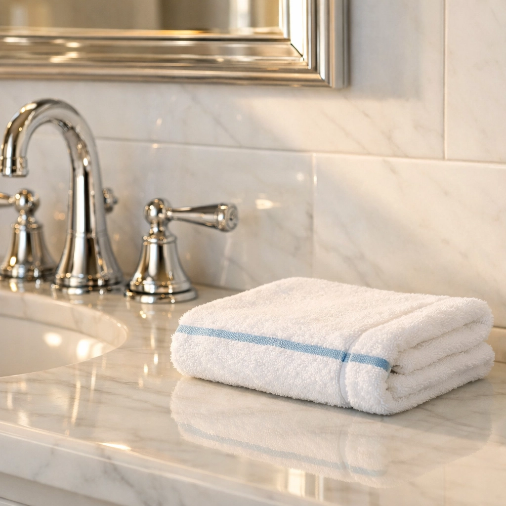 Spotless marble bathroom in a Wellesley estate, reflecting high-quality move-in cleaning services.