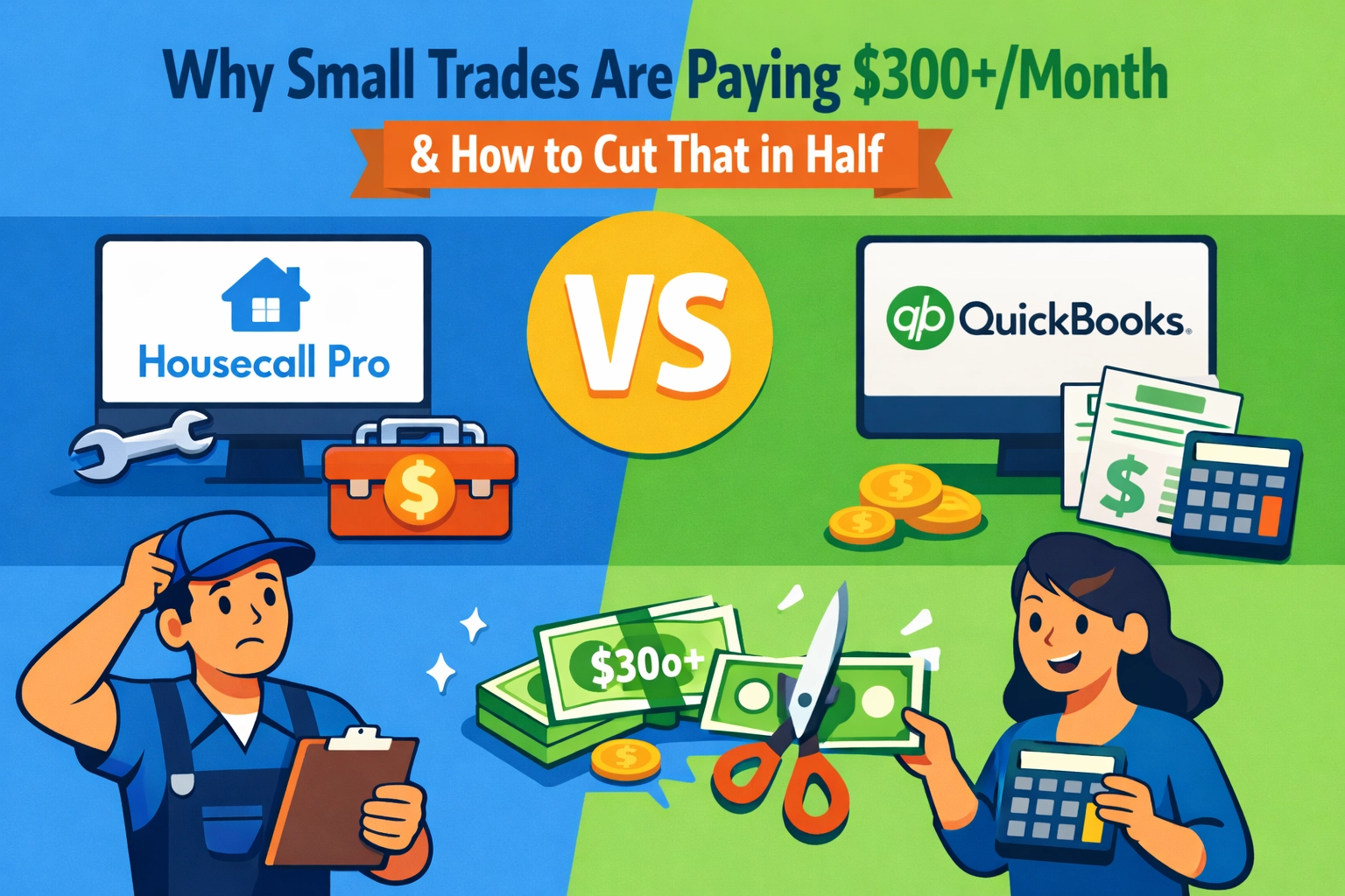 Housecall Pro vs QuickBooks cost comparison for small trade businesses