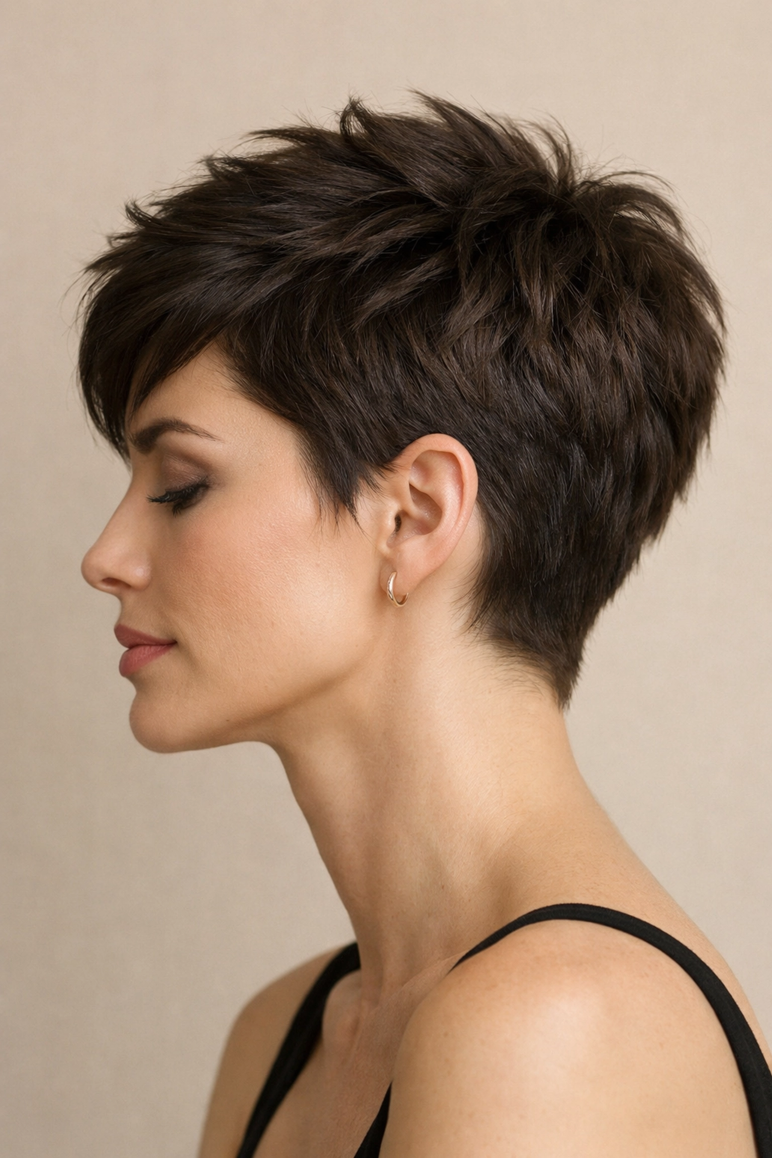 Modern textured pixie cut showing precision tailoring and volume at a beauty salon in Concord NH.