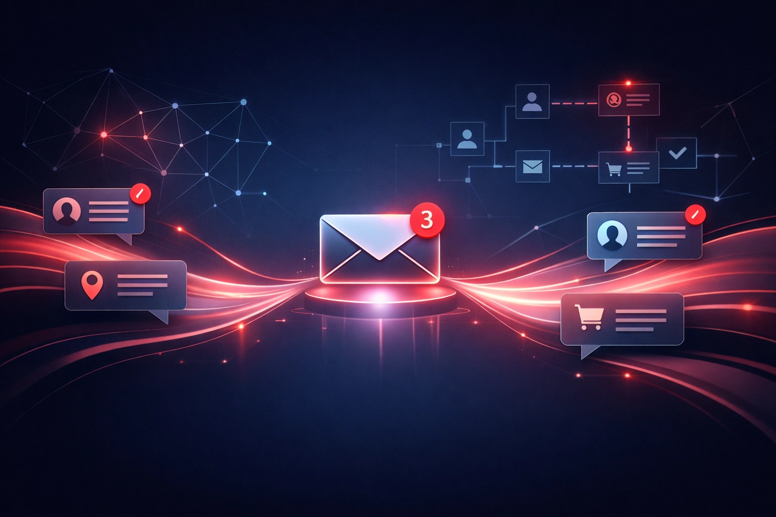 Automated email lead nurturing workflow showing personalized message sequences