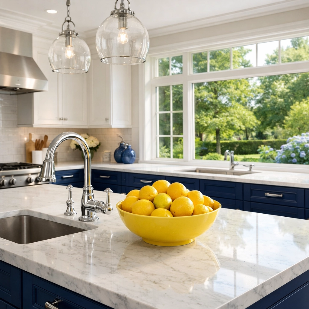 Pristine white kitchen in a Lexington MA home cleaned by a professional and reliable house cleaning service.