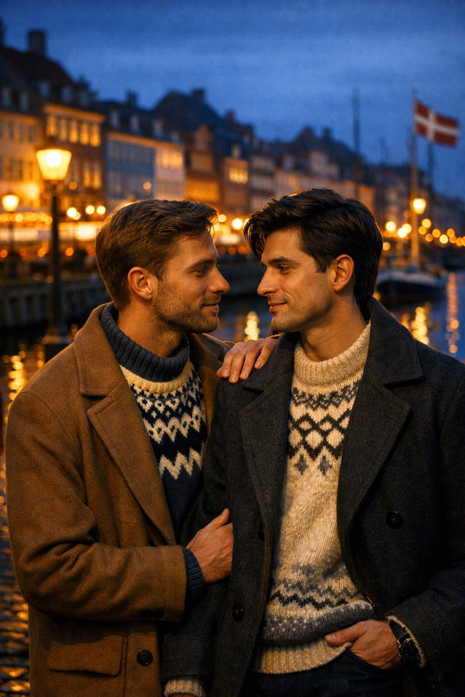 A gay couple in 1980s Copenhagen, capturing the spirit of gay historical romance in Scandinavia.