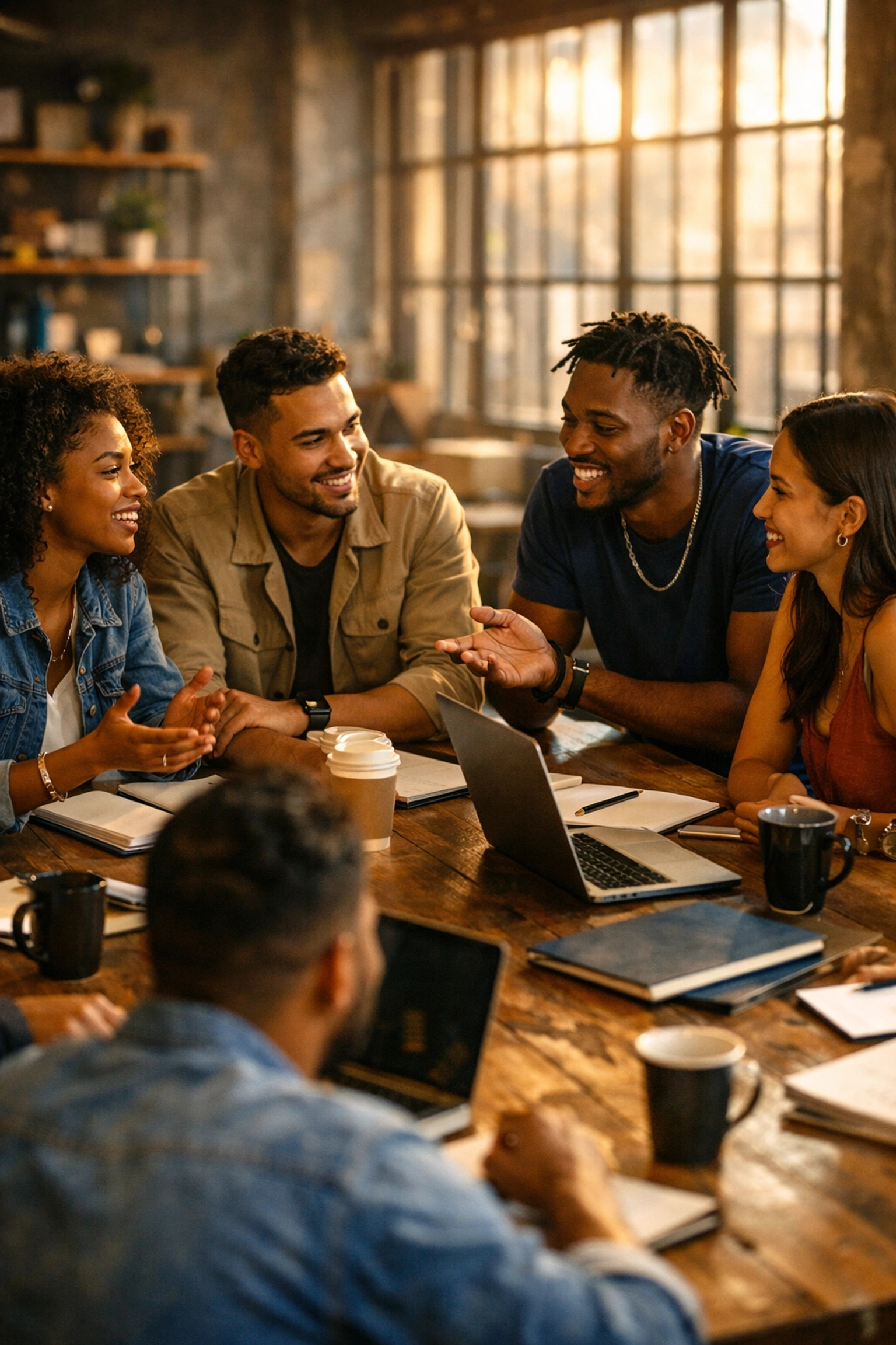 Diverse faith-based professionals collaborating in modern workspace representing The Collective community