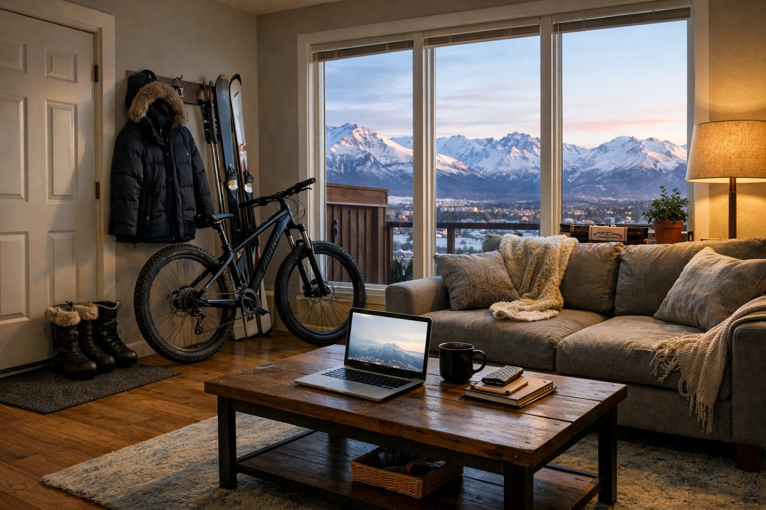 Anchorage apartment living room with personal belongings protected by renters insurance