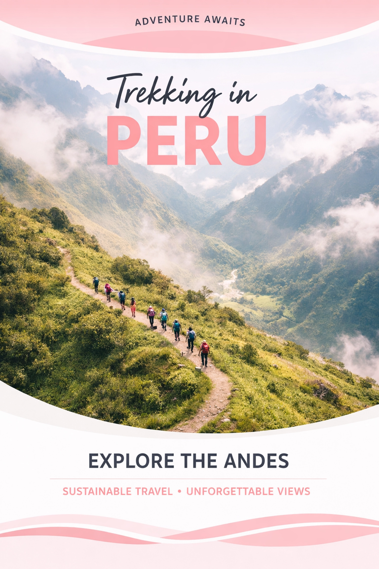 Small group hiking through Peruvian mountains on Intrepid Travel FAM trip adventure