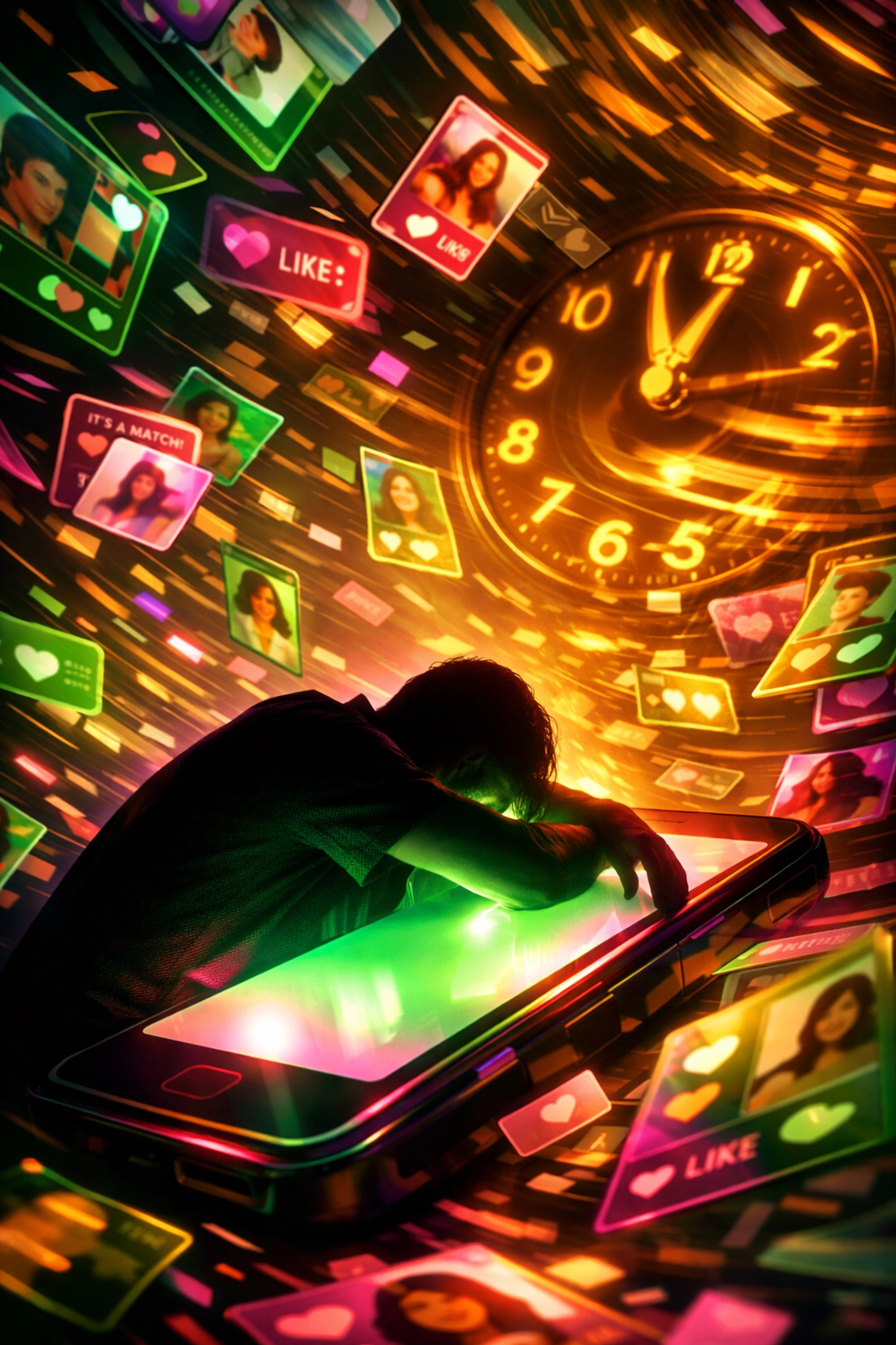 Person overwhelmed by dating app burnout and endless swiping