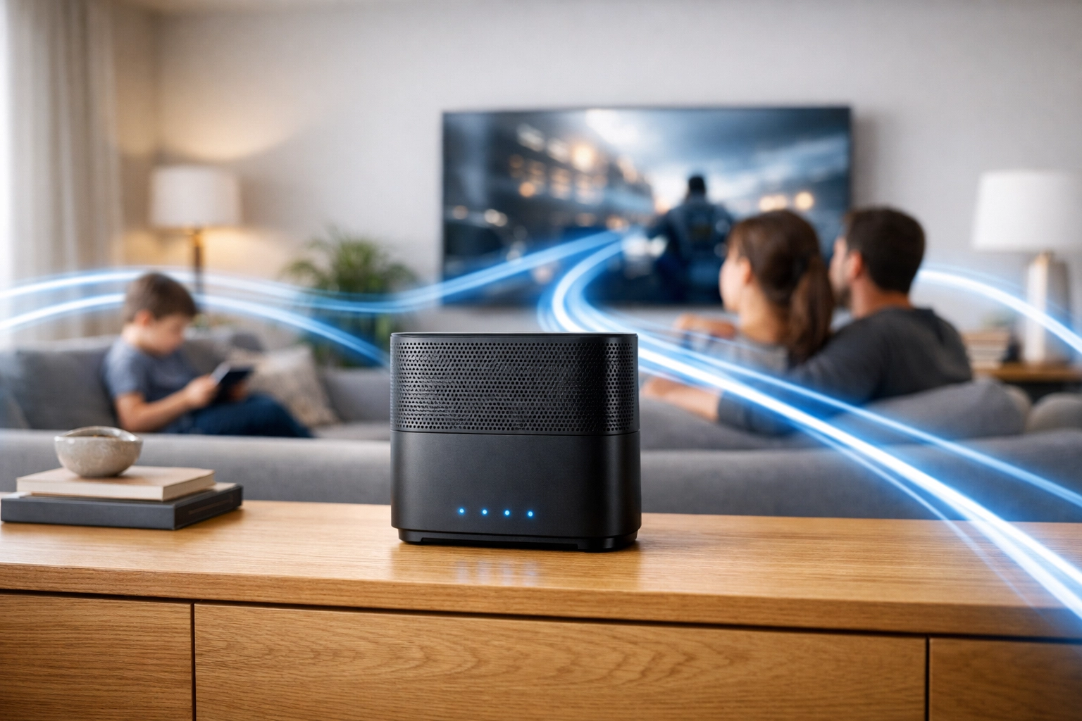 Modern home networking and WiFi router installation to support integrated security systems in Swindon.