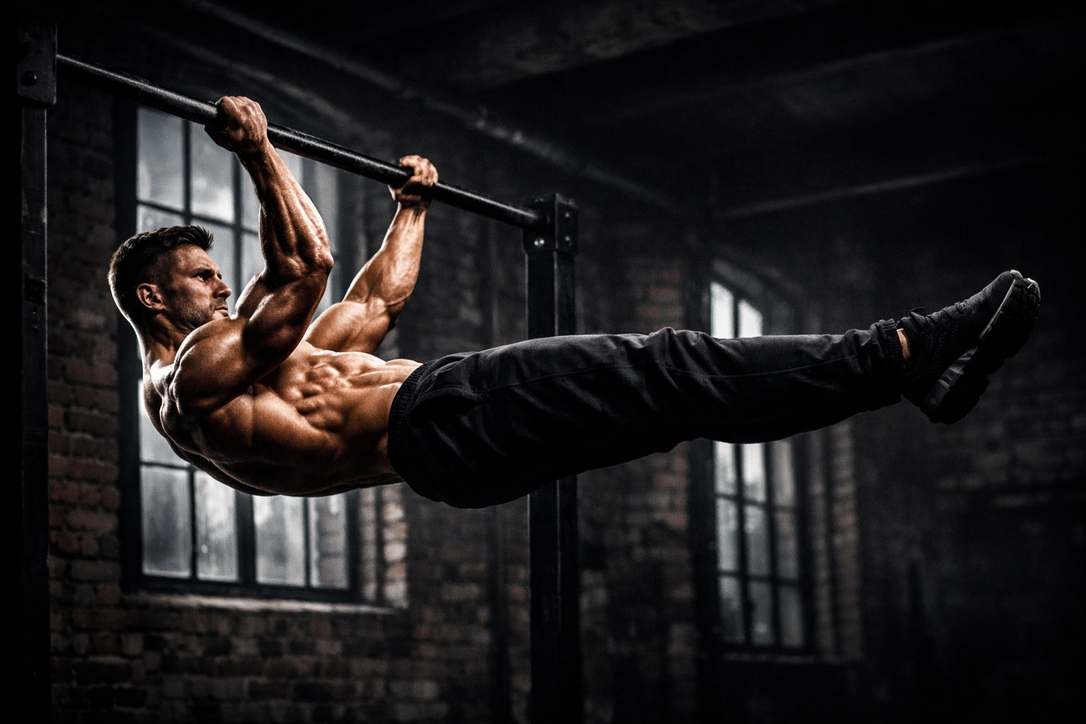 Athlete performing a front lever demonstrating elite bodyweight training at home.