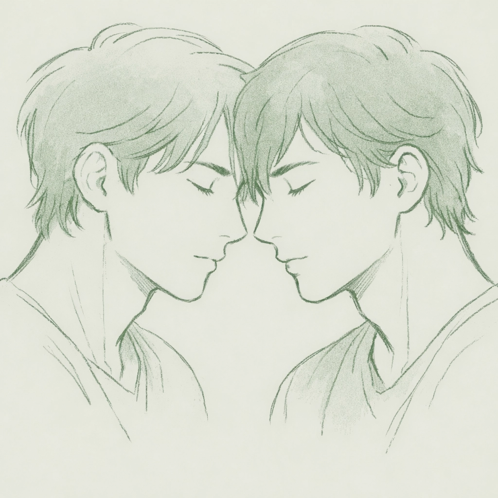 Intimate moment between step-brothers in forbidden MM romance - emotional depth