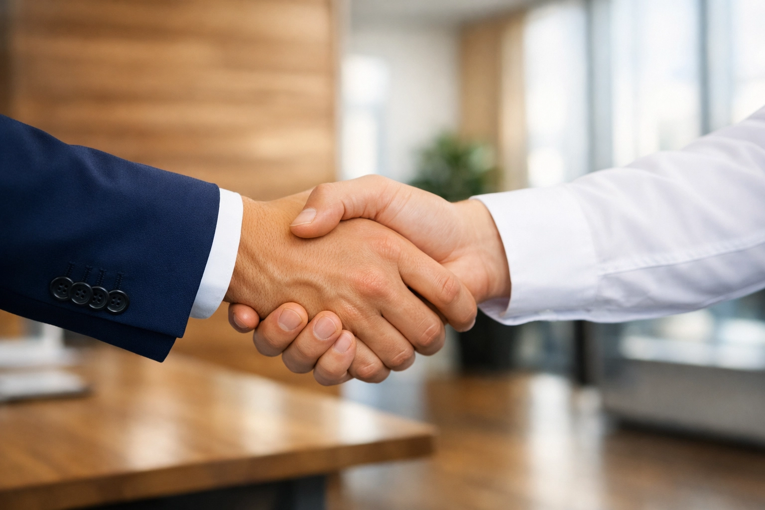 A professional handshake representing expert credit repair services for families buying homes in Clear Lake.