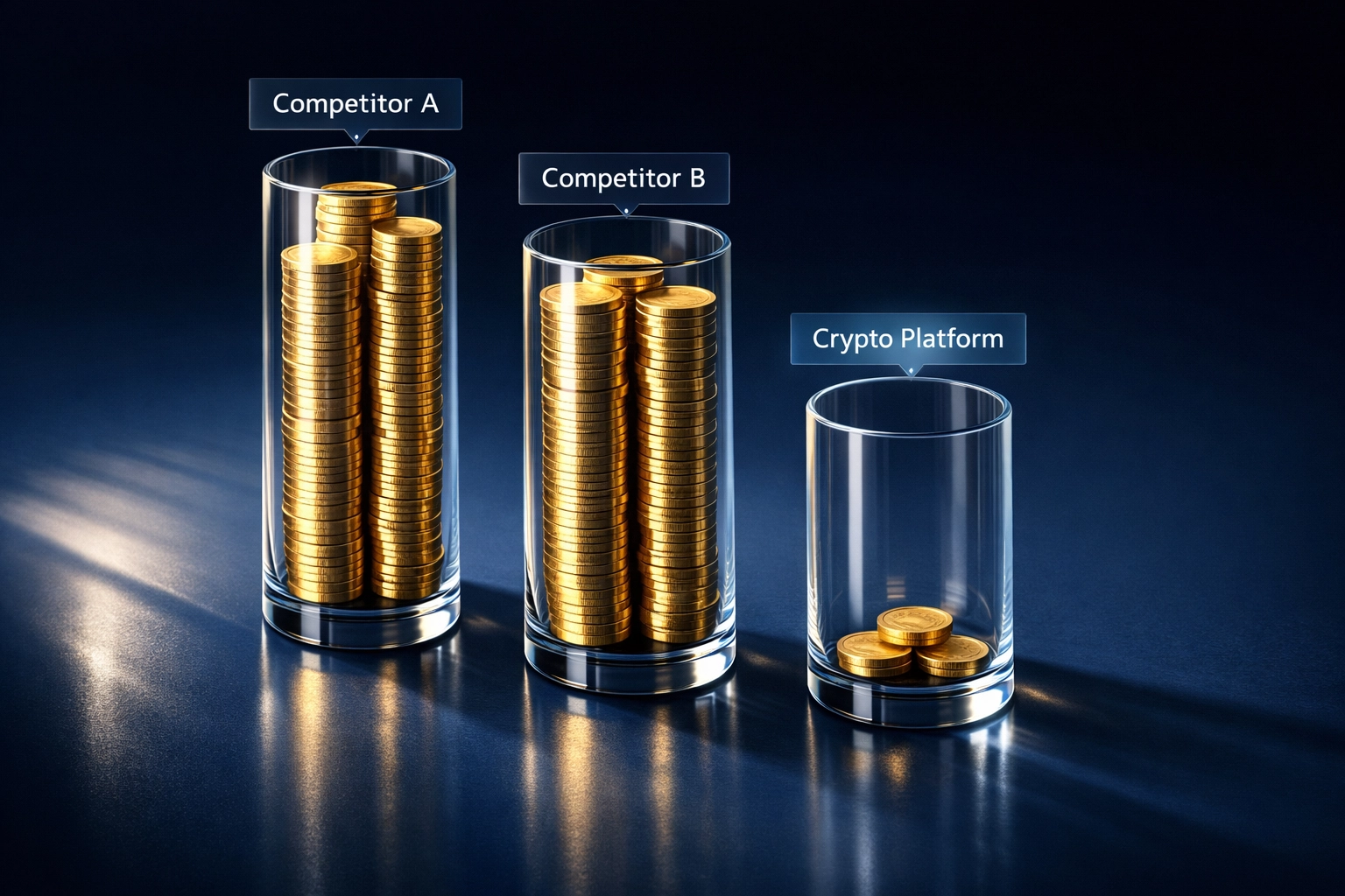 Crypto payment processor fee comparison showing Larecoin's lower merchant costs vs competitors