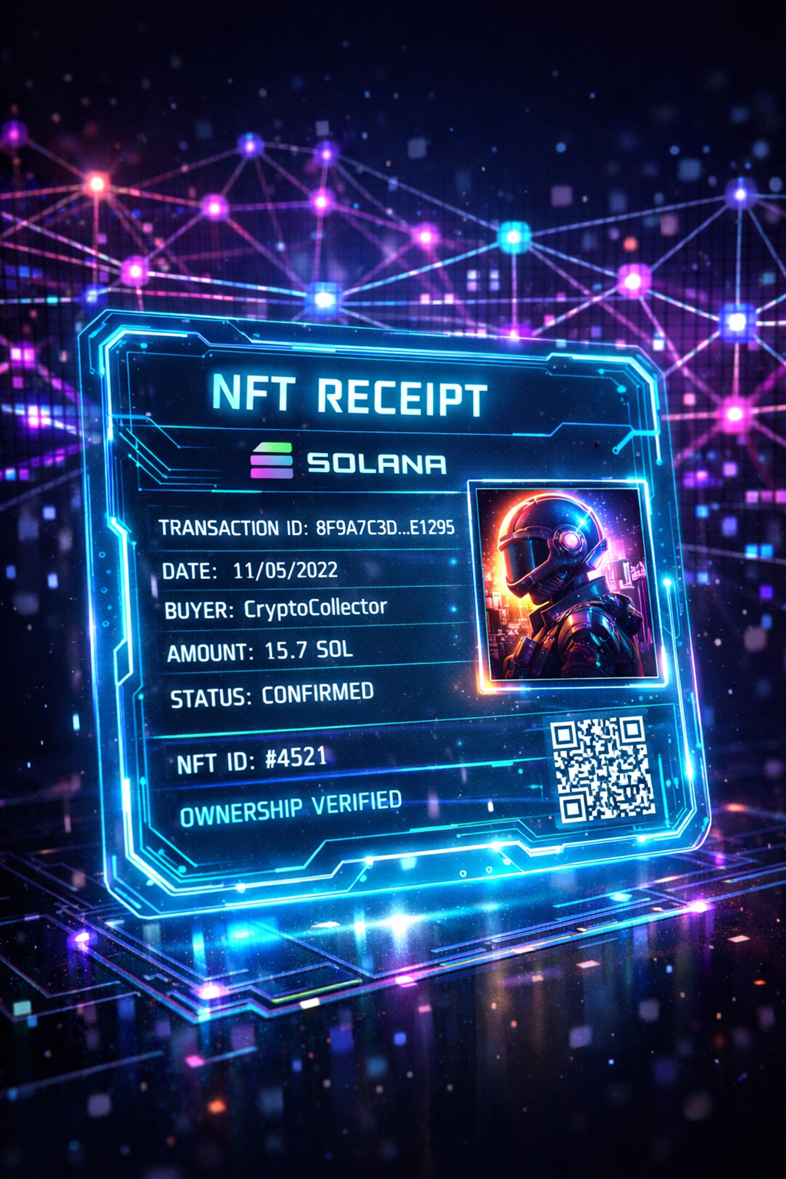 NFT receipt on Solana blockchain showing transparent crypto transaction proof for merchants
