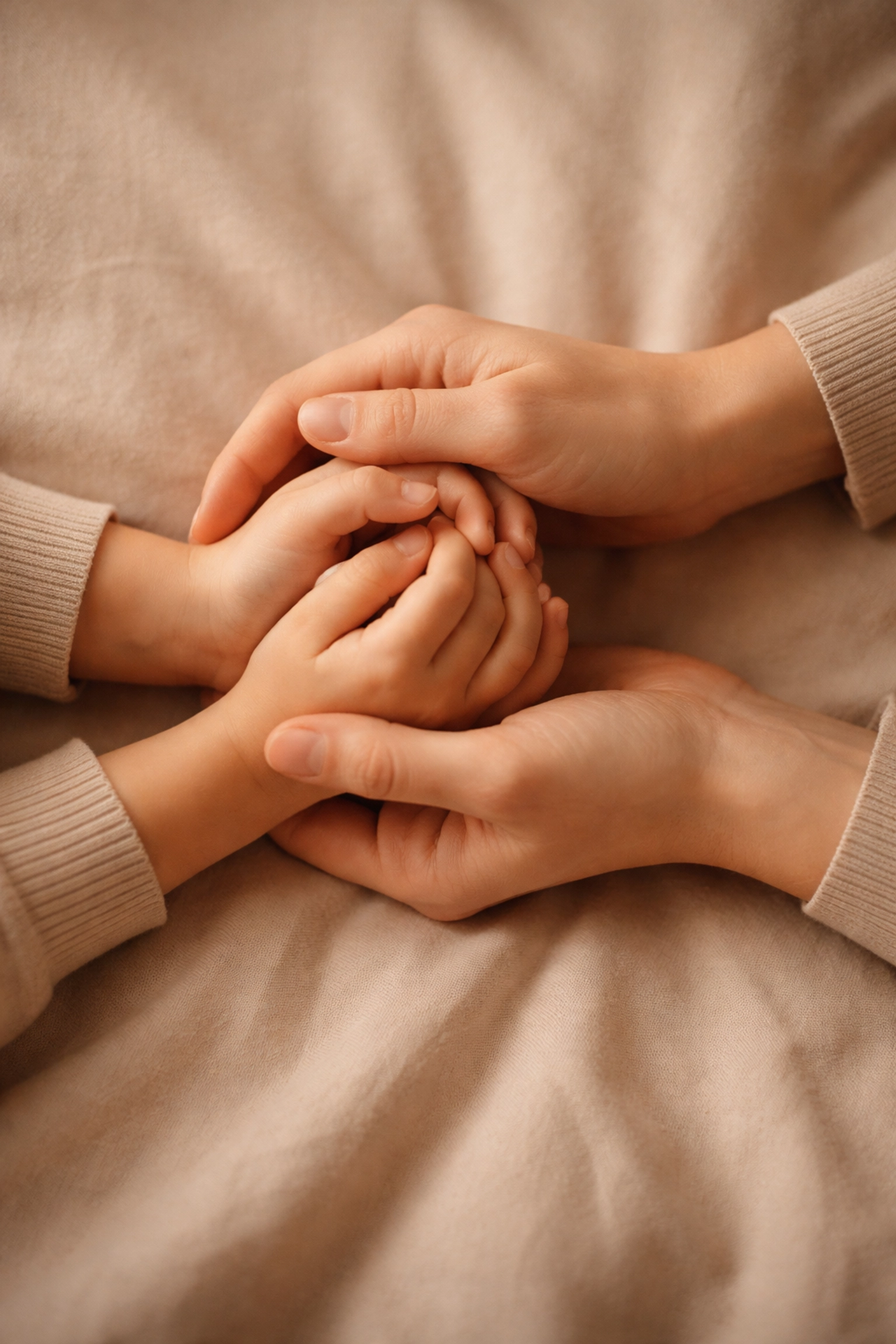 Parent holding child's hands, symbolizing connection and understanding in sensory processing journey