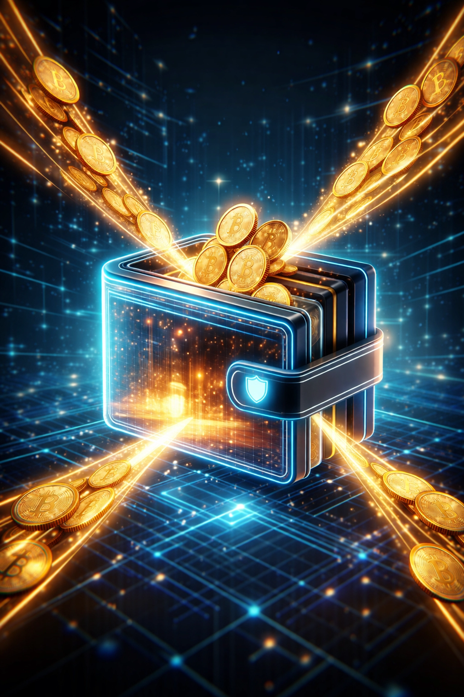 Digital wallet securely receiving cryptocurrency payments, illustrating Larecoin self-custody benefits for merchants