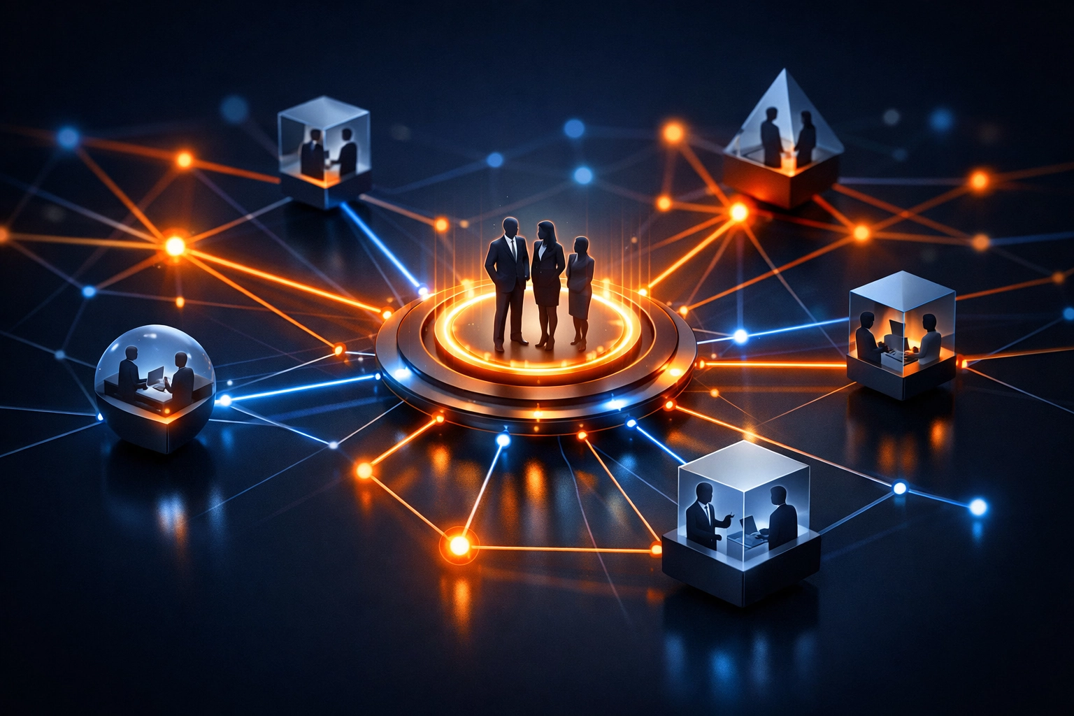 B2B professional networking visualization showing LinkedIn digital connections