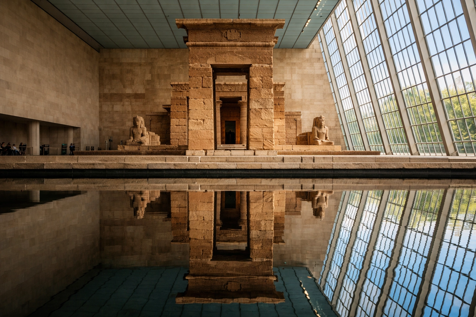 Temple of Dendur reflection at the MET, one of the best photography locations in NYC.