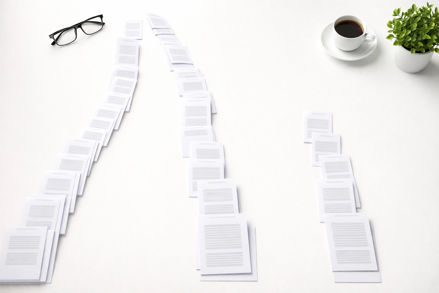 Desk with two paper paths symbolizing decision between IRS payment plan and Offer in Compromise programs