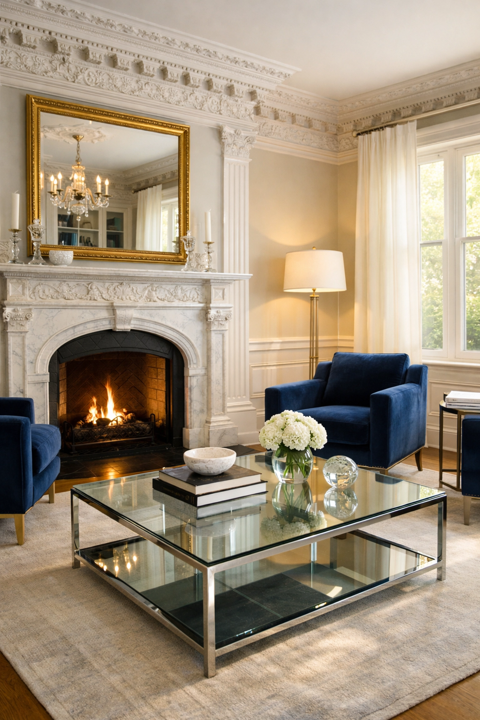 Spotless historic West Cambridge living room showing the results of a premium maid service Cambridge.