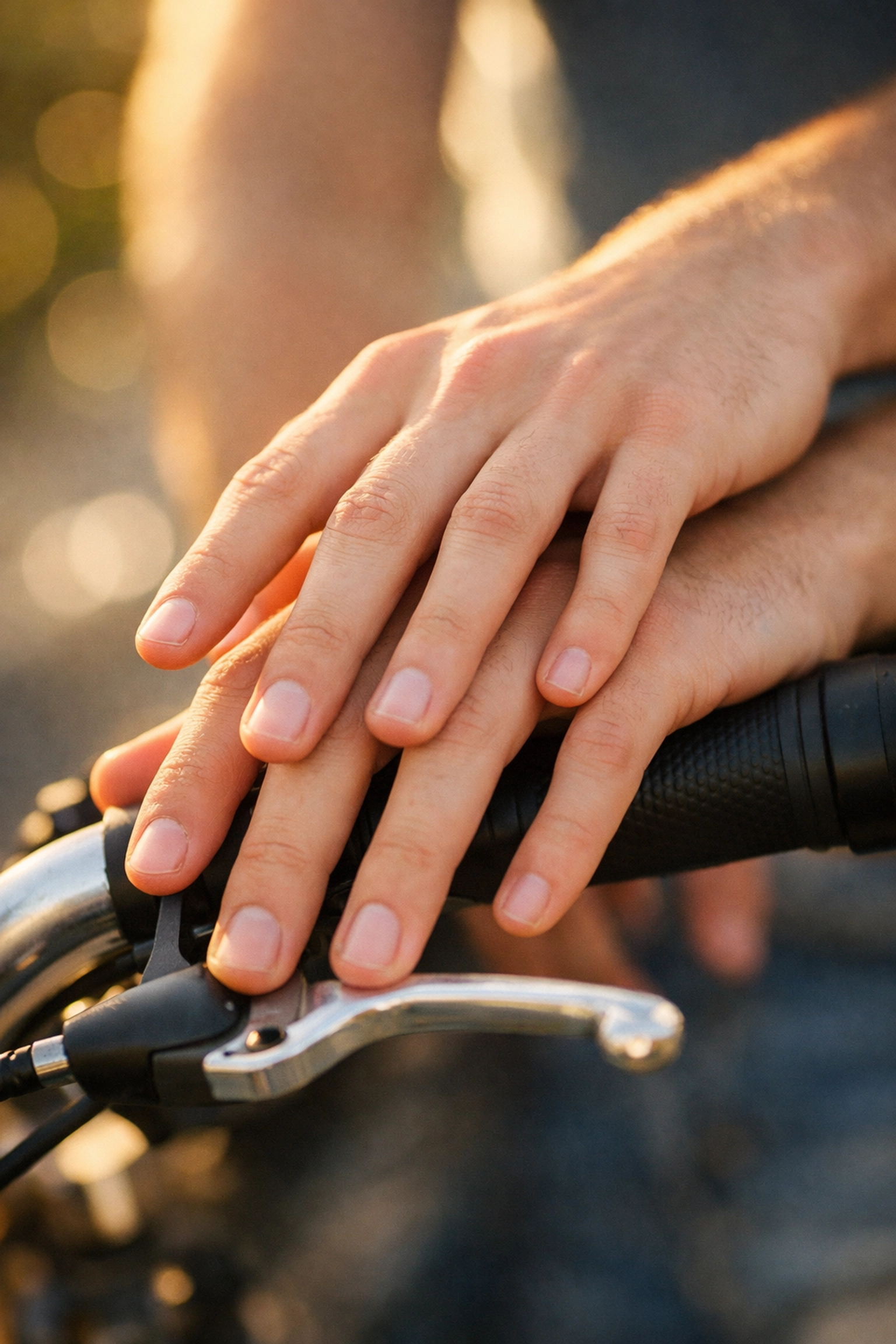 Gay couple's hands touching on bicycle in The Way He Looks intimate scene