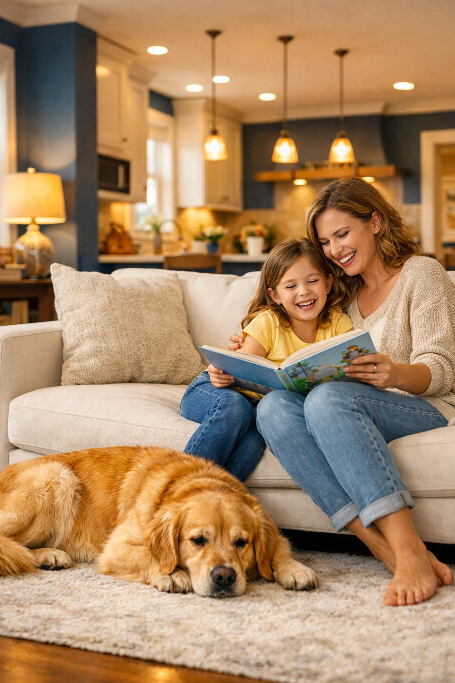 Family enjoying a clean home thanks to a professional house cleaning service in Winchester.