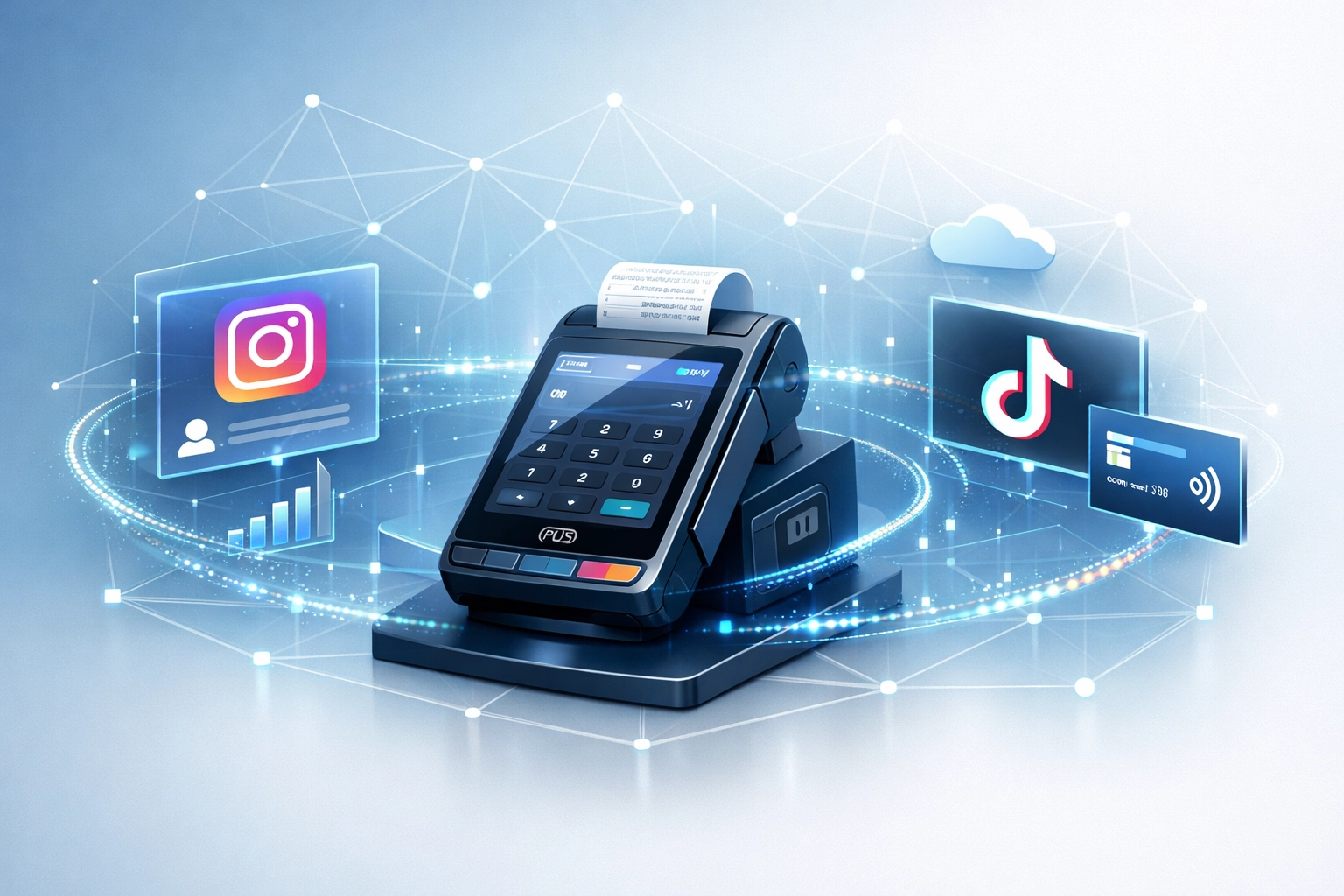 Integrated POS system connecting social platforms like TikTok and Instagram with payment processing