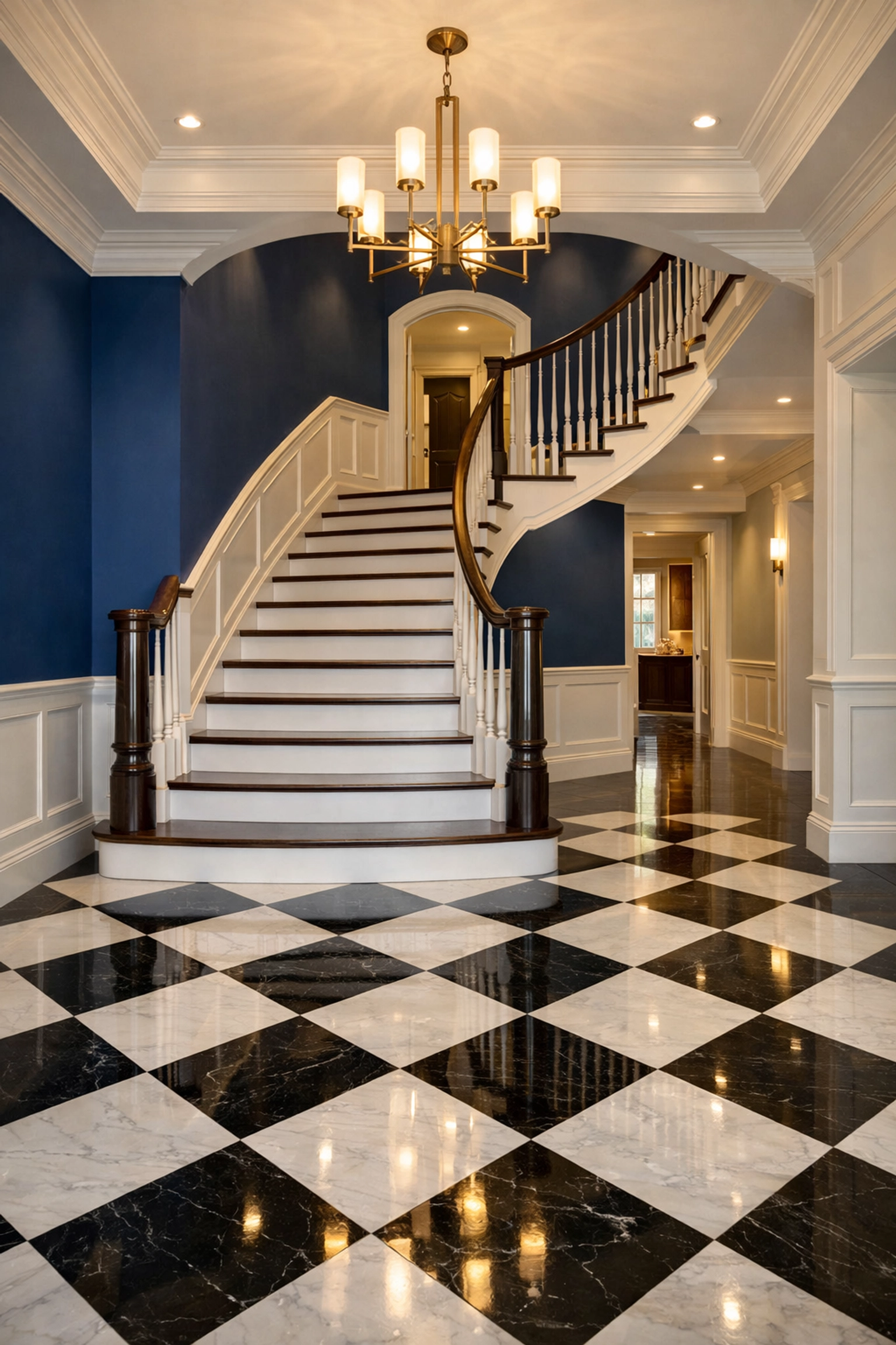 Immaculate luxury foyer in a Wellesley home after a ninja-level move-out cleaning in Massachusetts.