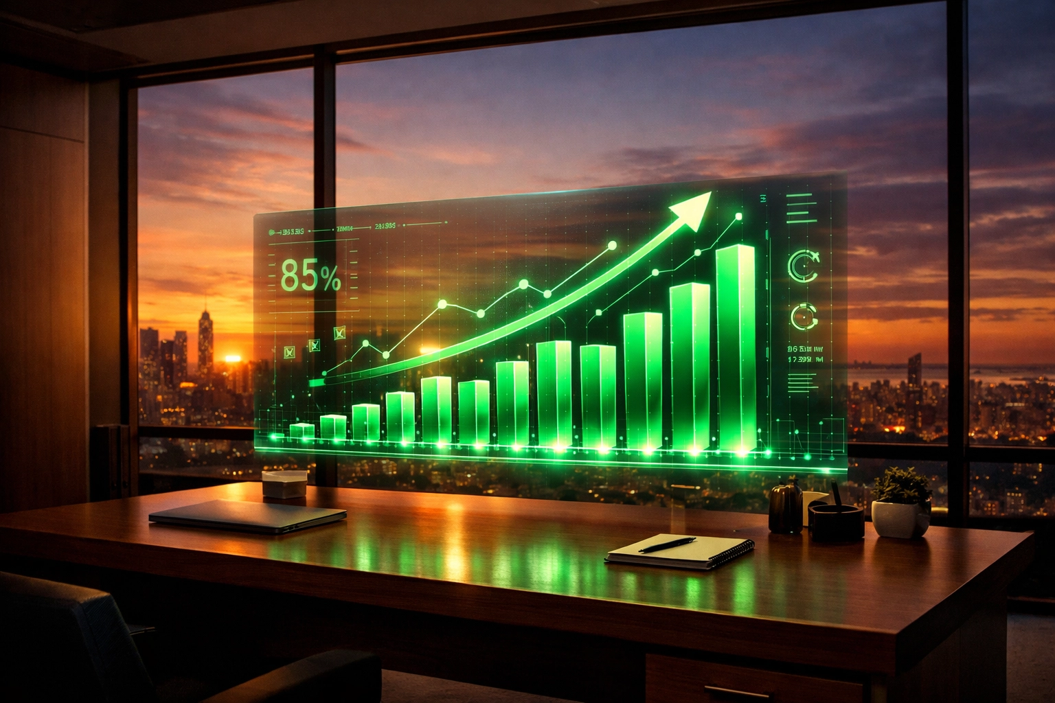 Tableau de bord affichant la croissance des ventes grâce à l'automation et l'IA marketing.