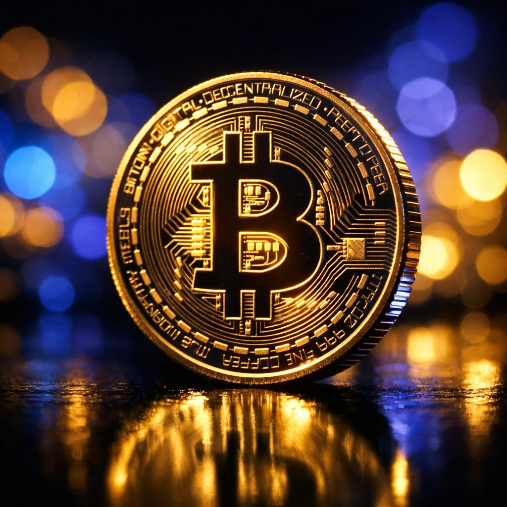 Physical Bitcoin coin representing cryptocurrency allocation in wealth-building portfolio