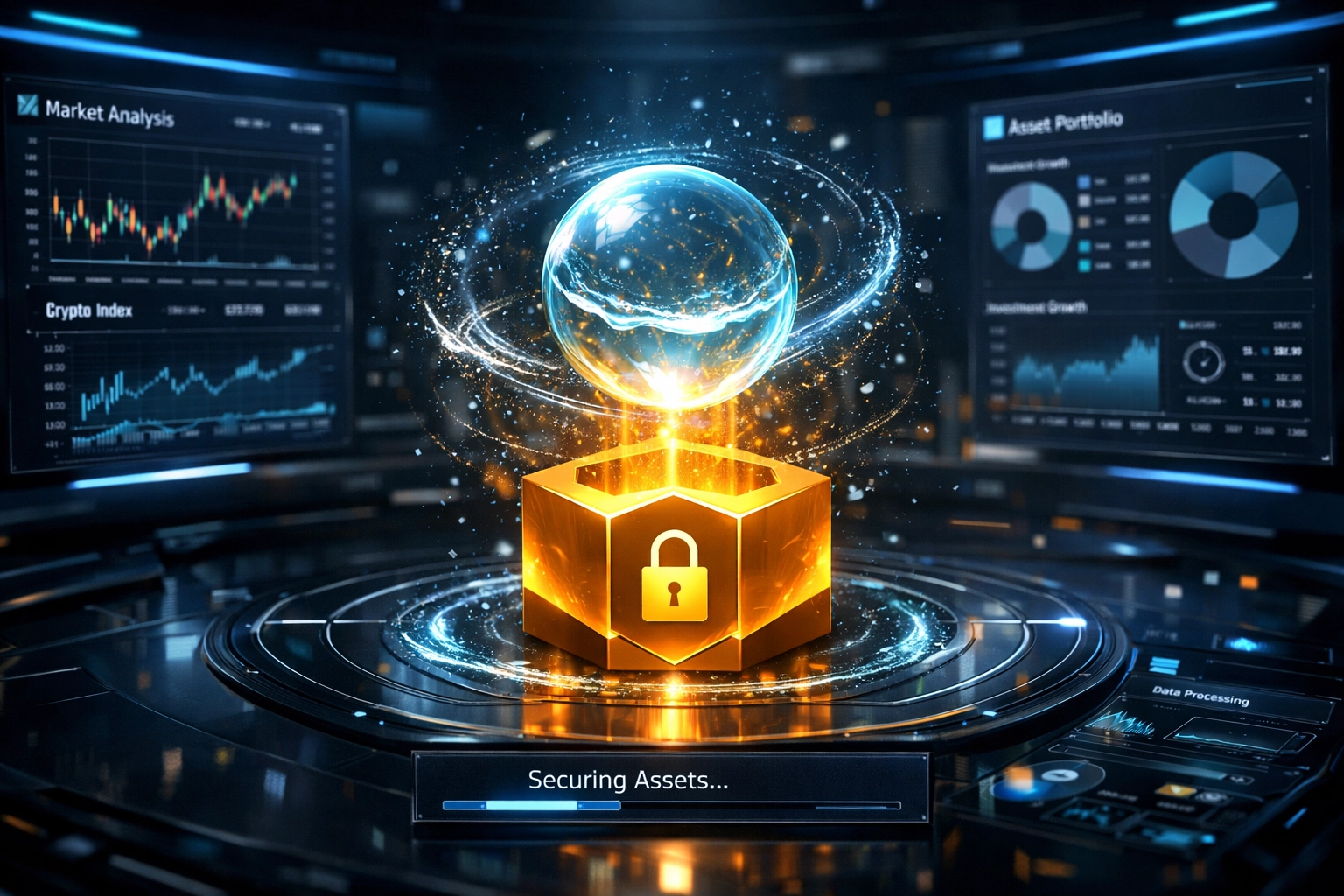 A digital dashboard visualizing the Larecoin auto-swap process into LUSD stablecoin for fee protection.