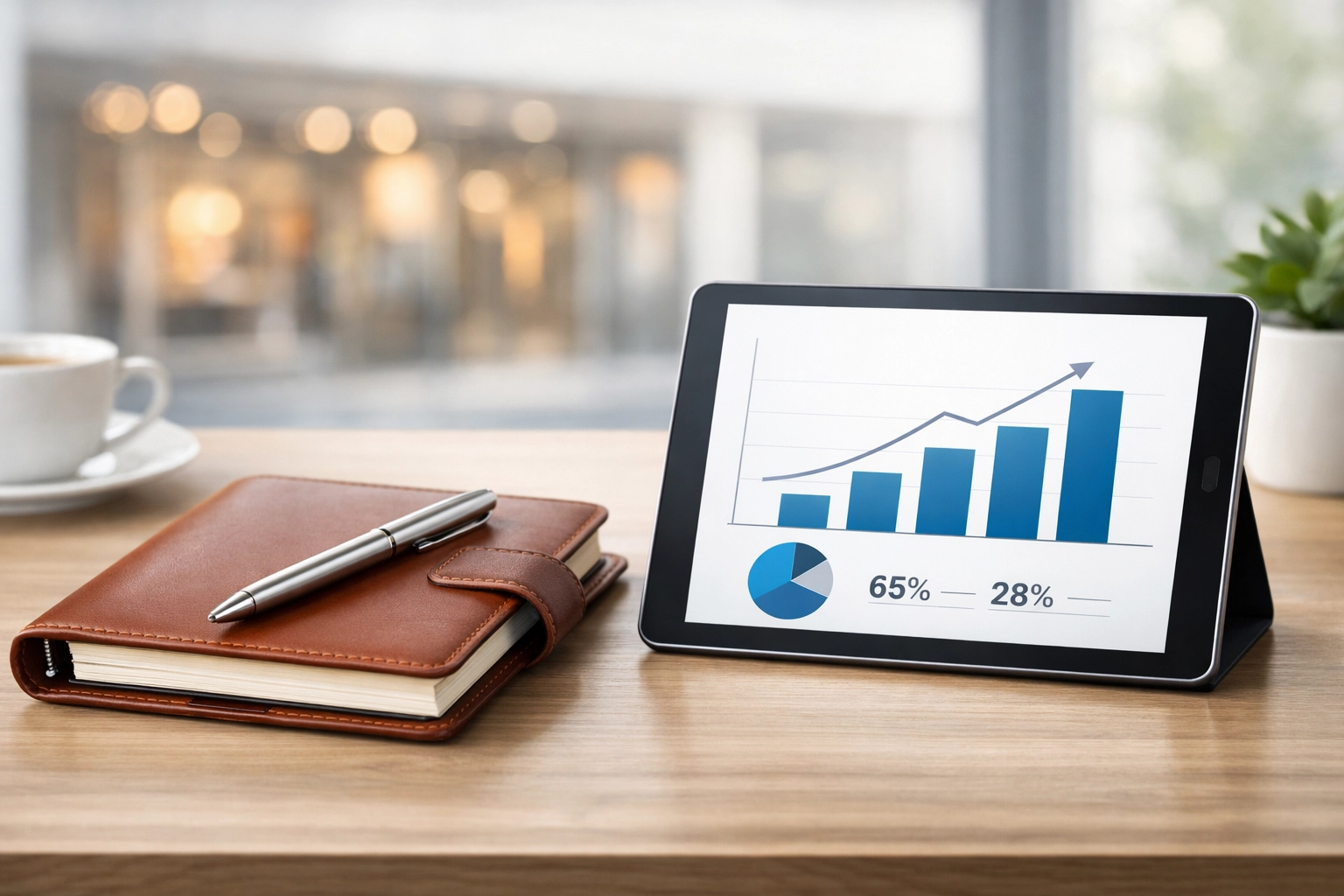 Desk with financial charts showing net working capital for a Mississippi business valuation.