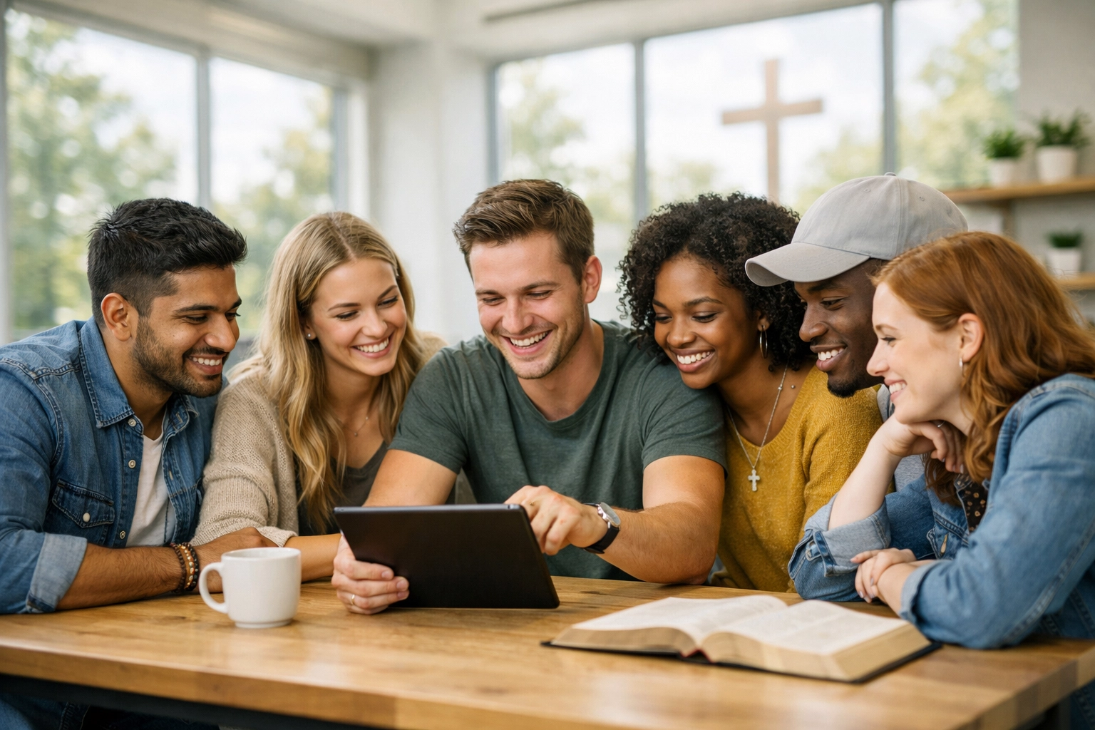 Diverse group joins a digital small group via Boundless Online Church by First Assembly Memphis.