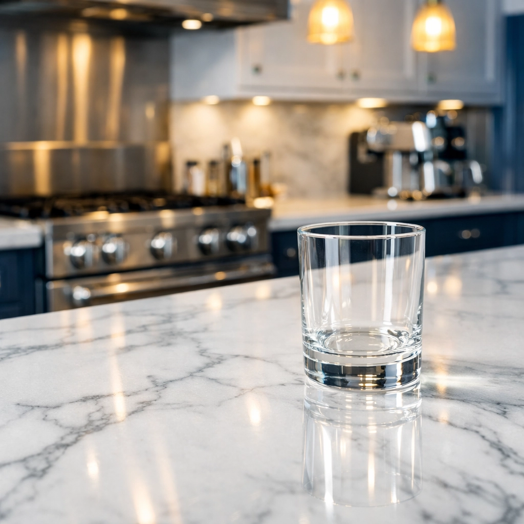 Detailed view of a streak-free kitchen island after expert deep cleaning services in Leominster MA.