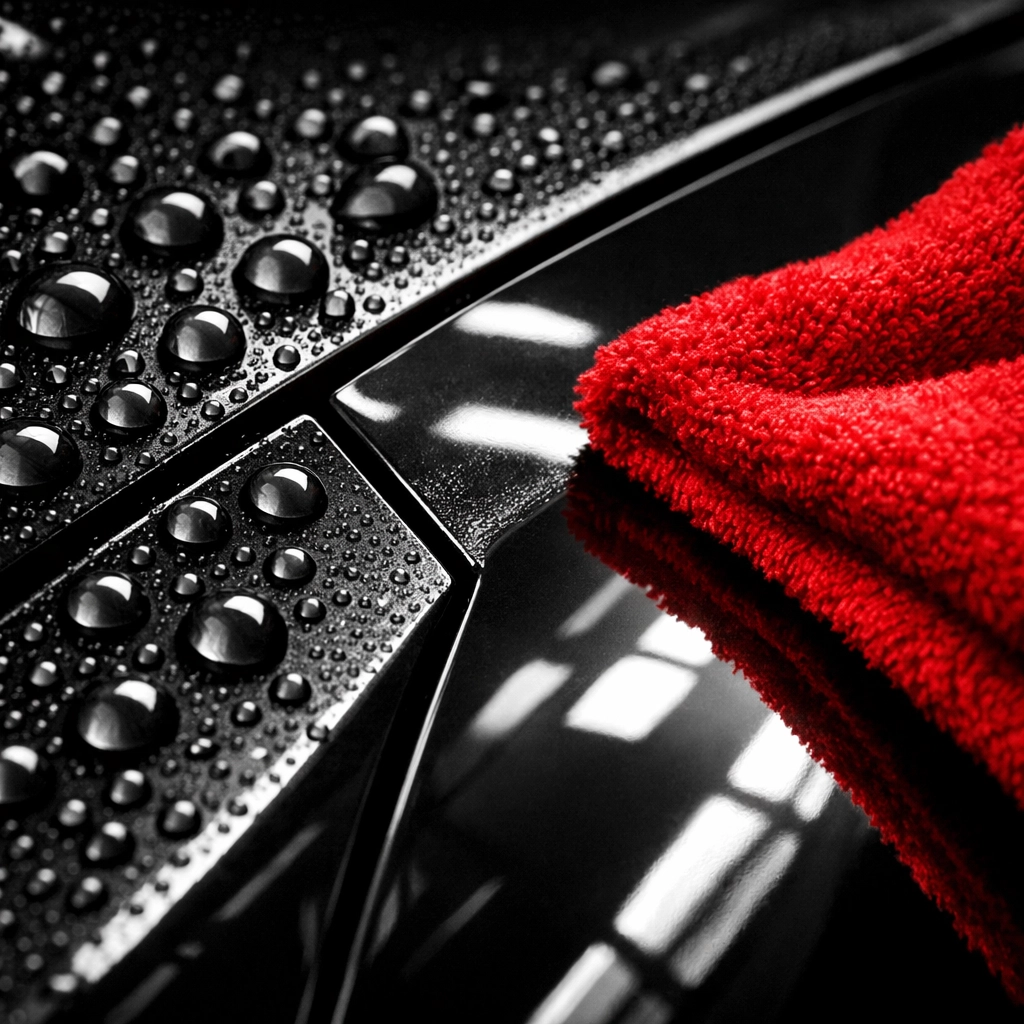 Water beading on a detailed car fender, highlighting protective paint sealant for vehicles in Olympia.