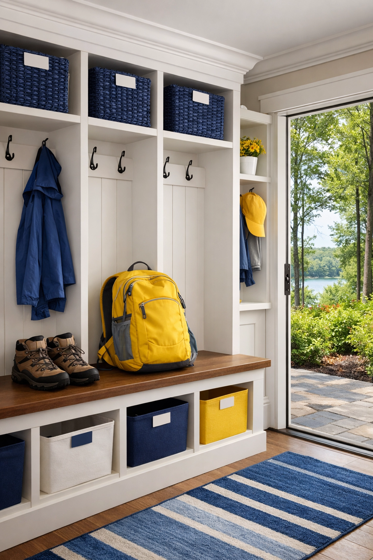 An organized Ashland home mudroom maintained by recurring house cleaning for a busy local lifestyle.