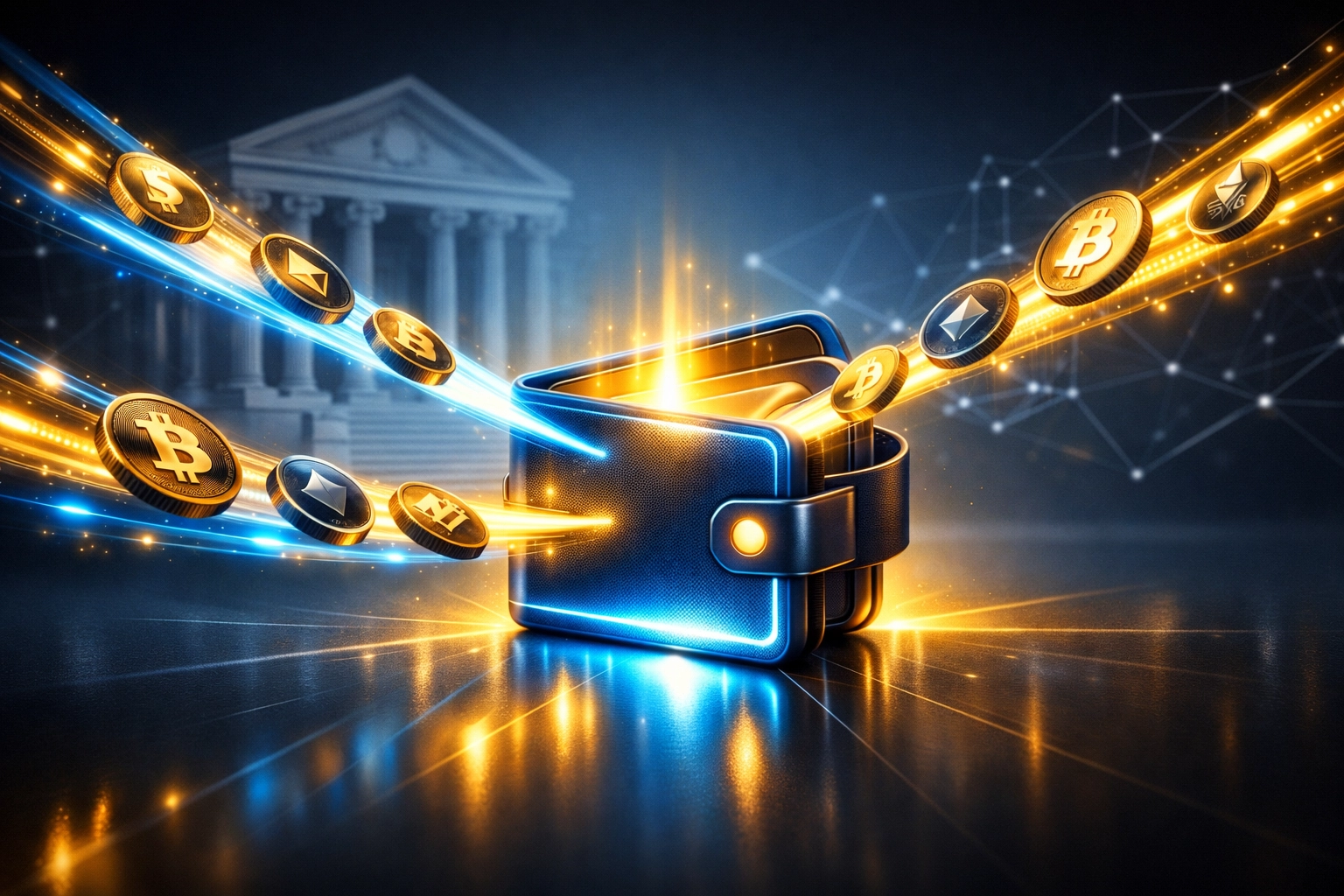 Self-custody crypto wallet receiving instant settlement without intermediaries