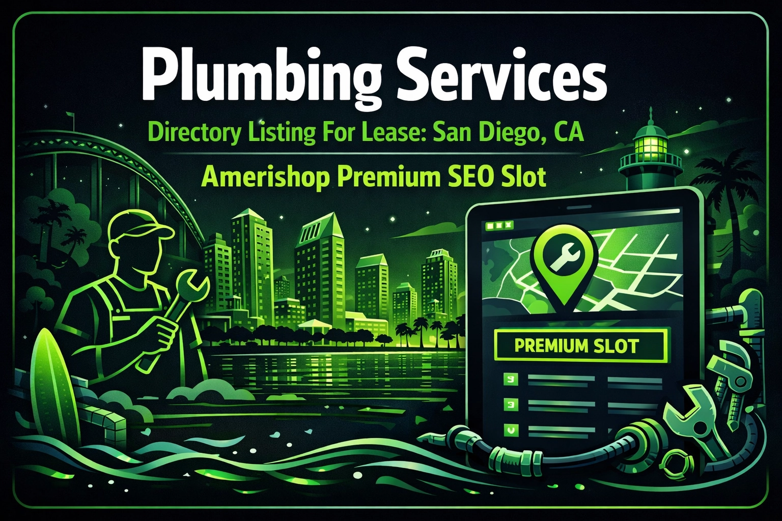 [HERO] Plumbing Services Directory Listing For Lease: San Diego, CA - Amerishop Basic Spot For Lease