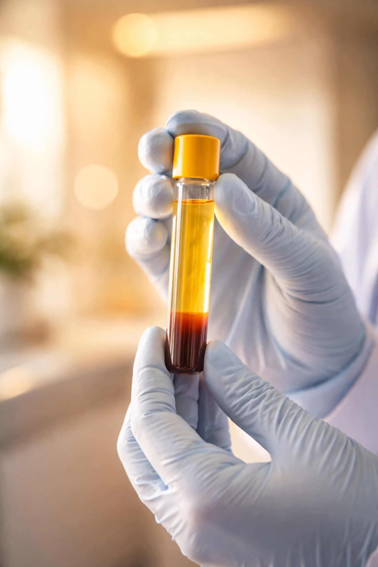 Gloved hands holding PRP vial for innovative hair restoration therapy at Boca Raton clinic