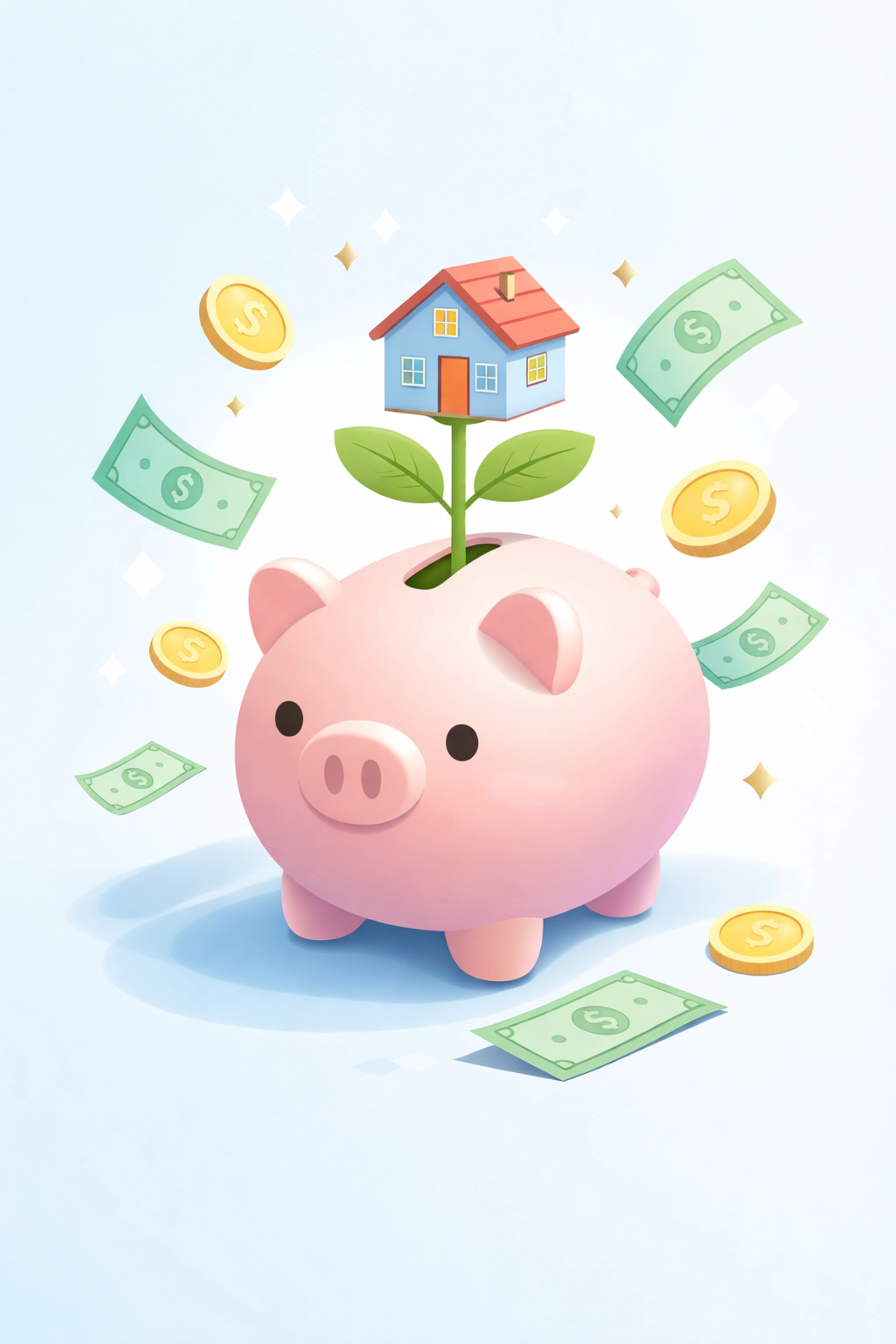 Alcancía con monedas simbolizando ahorro para el enganche de una casa