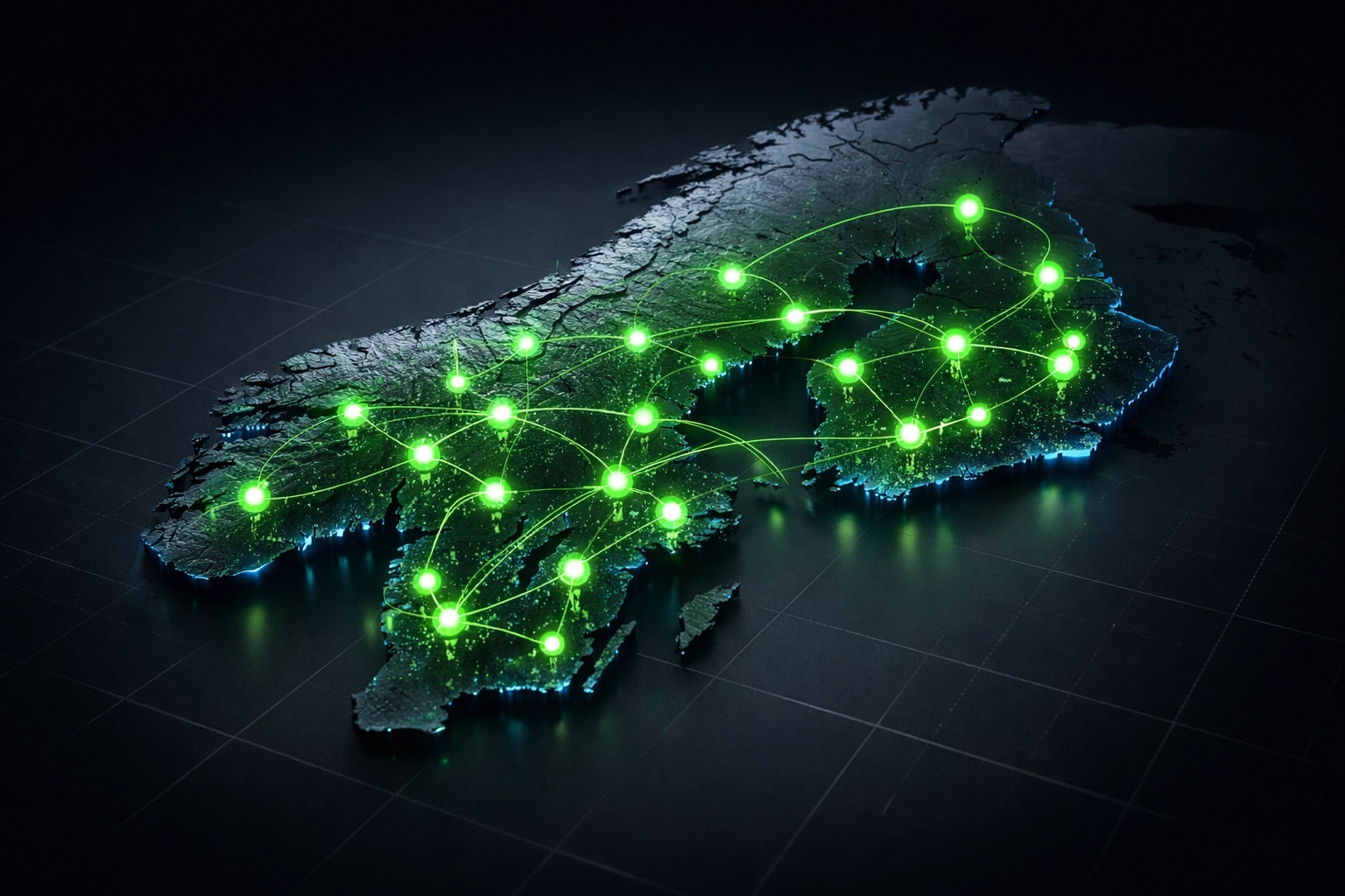 Digital map highlighting Scandinavian football stadiums for AI betting analysis