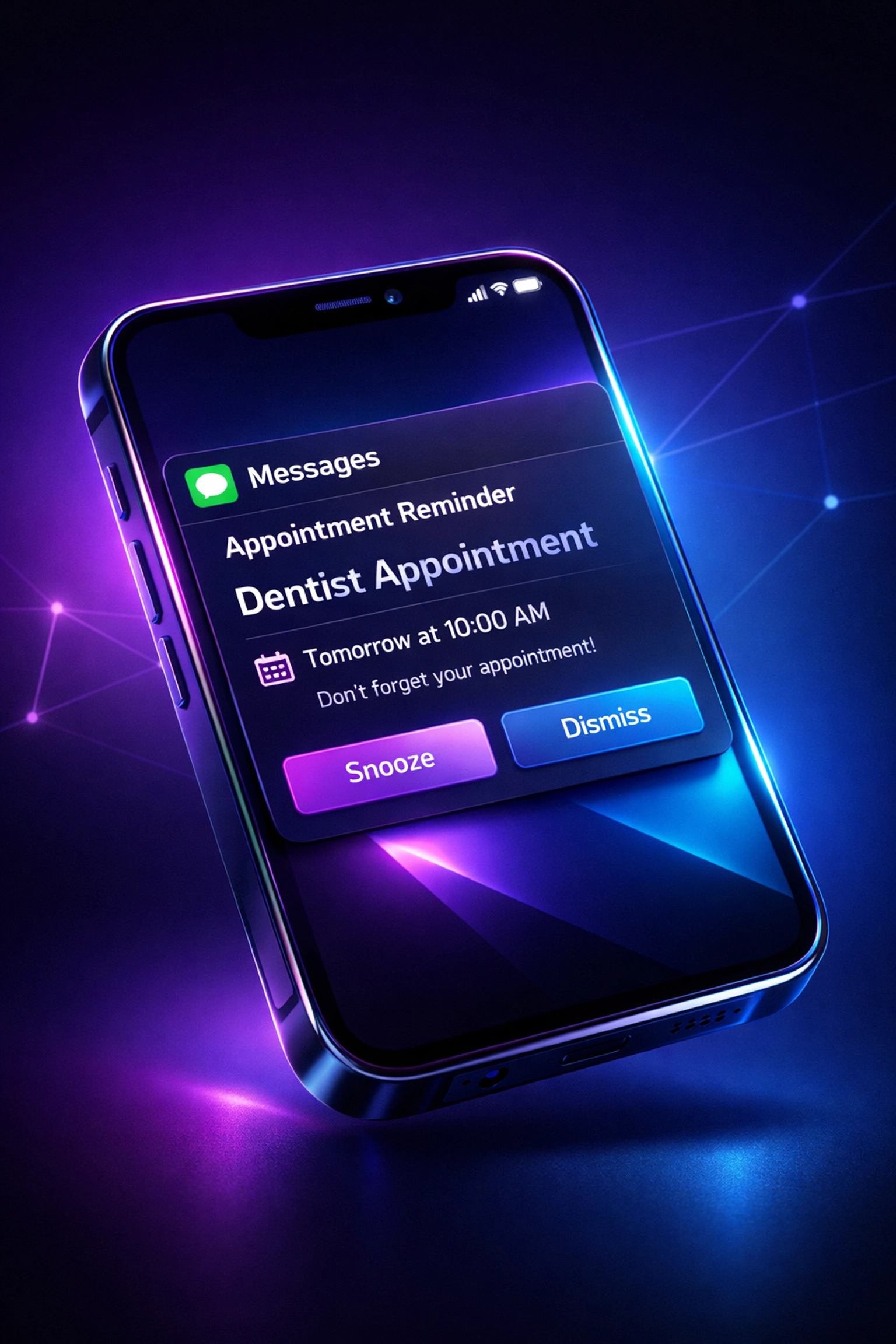 Automated SMS appointment reminder on smartphone reducing cancellations by 40%