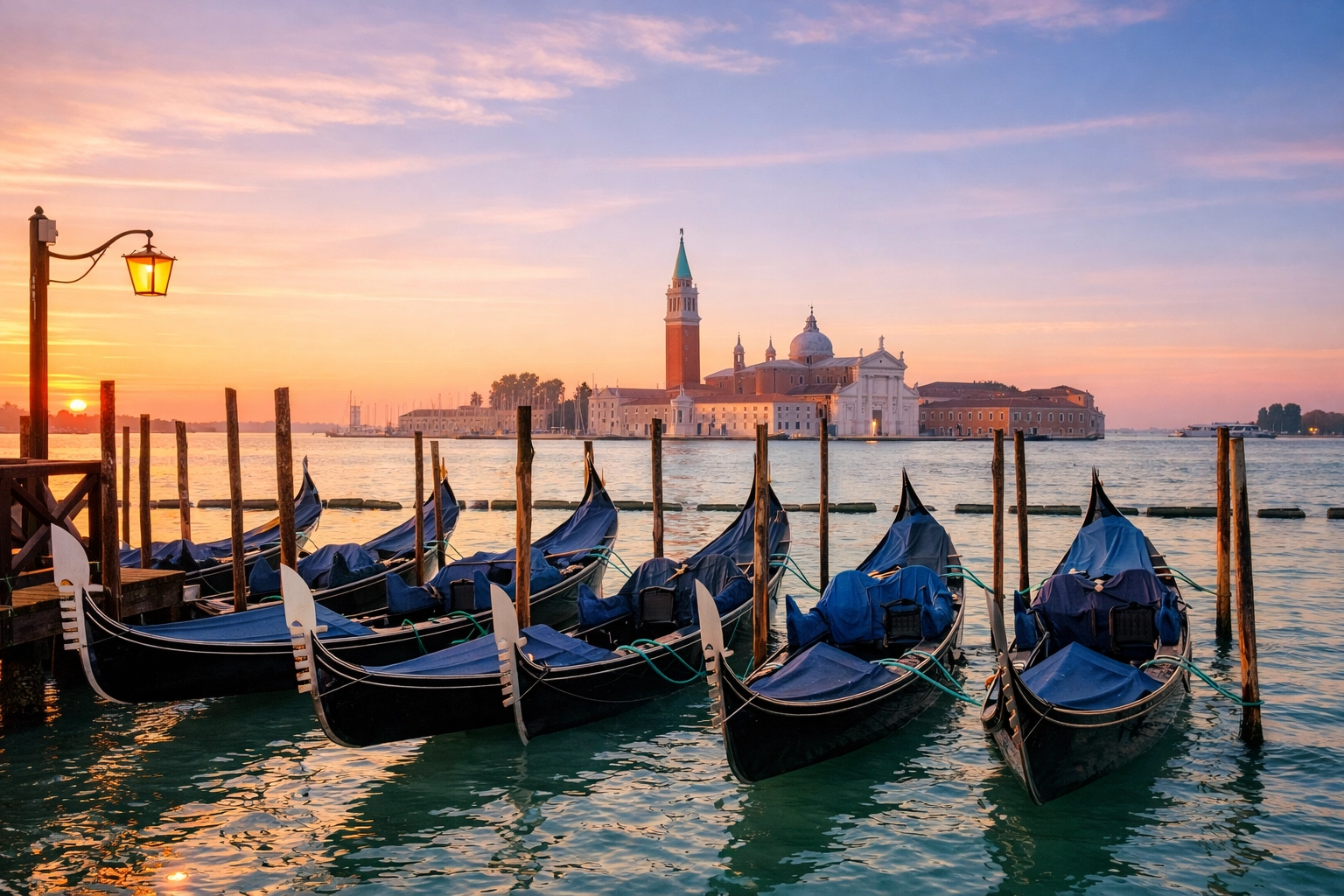 Sunrise at Riva degli Schiavoni, one of the best photography locations in Venice for iconic gondola shots.