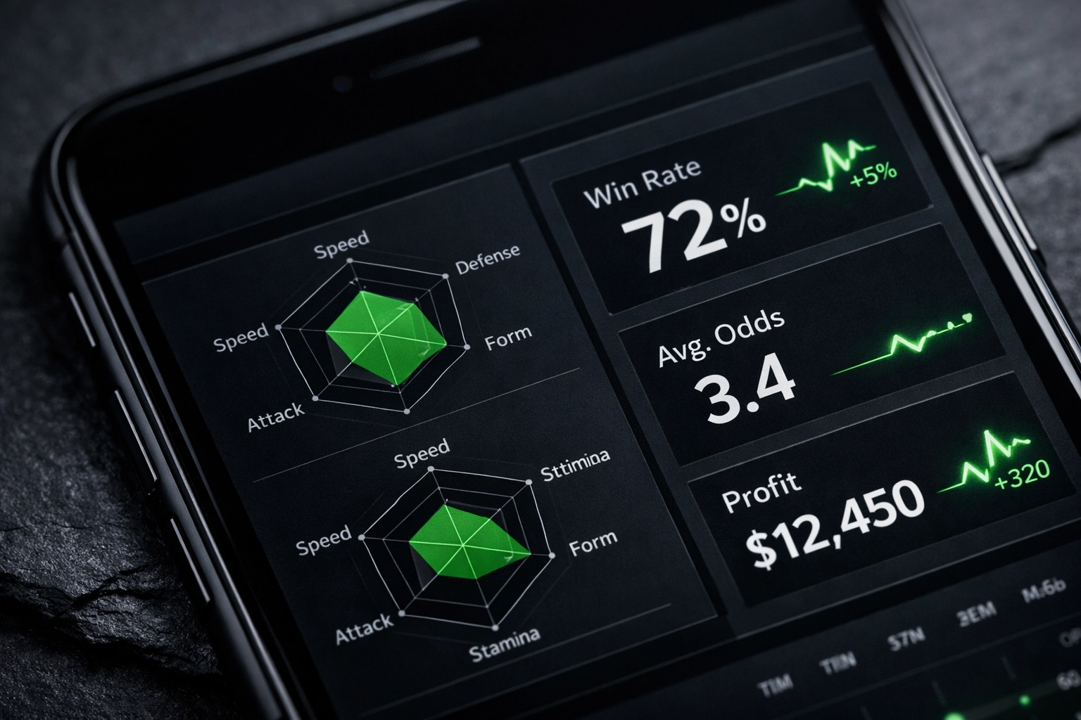 Clean mobile dashboard displaying AI-generated football betting tips and probability analysis.